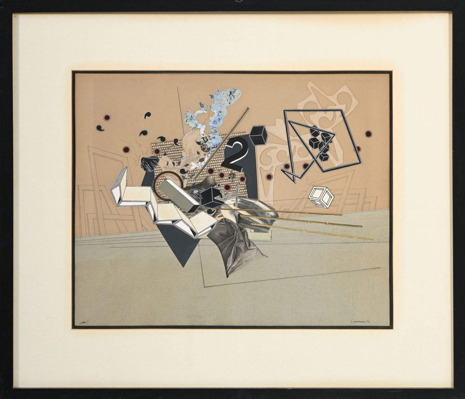 Alain le Yaouanc (1940), "Angle no. 44", 1972, technique mixte et collage sur papier, signée et - 2