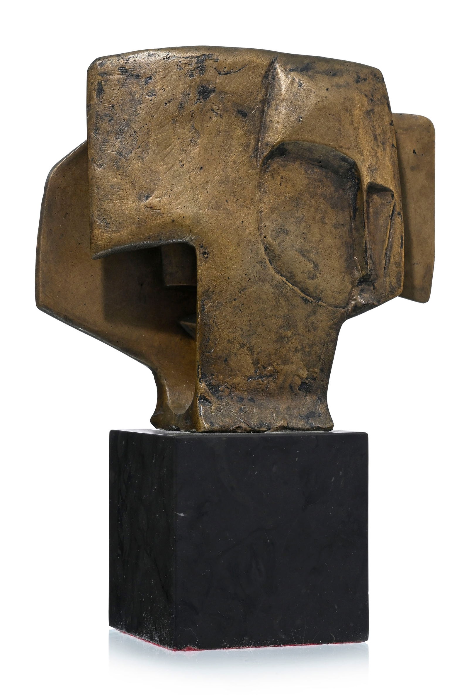 Peter Haden (1939-1997), Visages abstraits, sculpture en bronze sur socle en marbre, numérot (1 of 6)