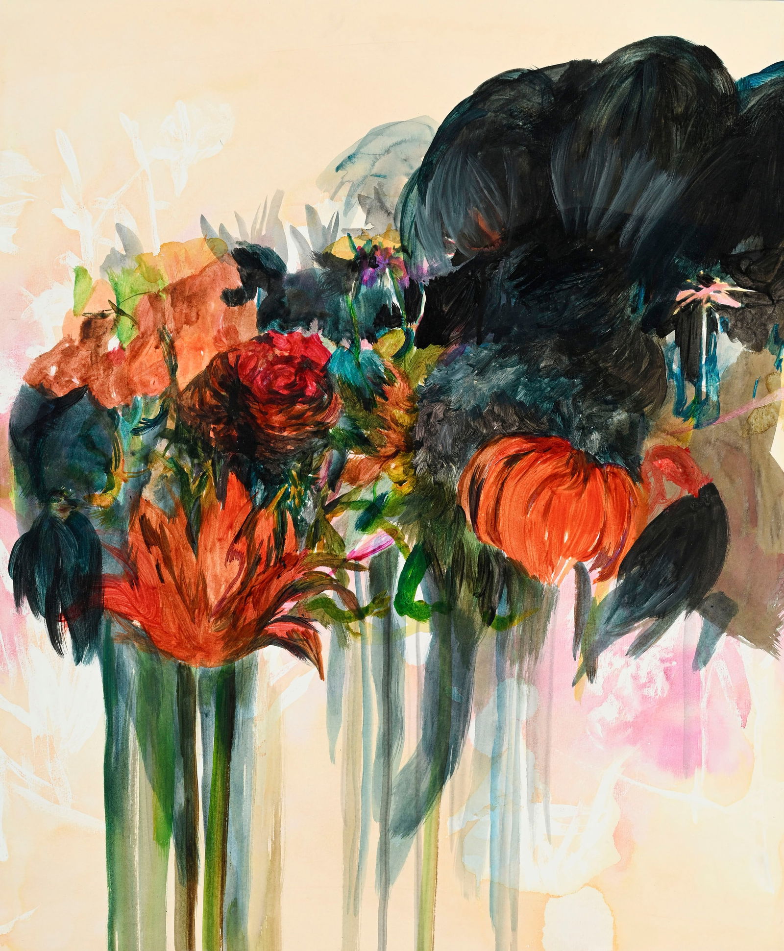 Isabelle Ménéan (1981), Composition florale, aquarelle sur papier, 59,5x49,5 cm (à vu: Isabelle Ménéan (1981), Composition florale, aquarelle sur papier, 59,5x49,5 cm (à vue)