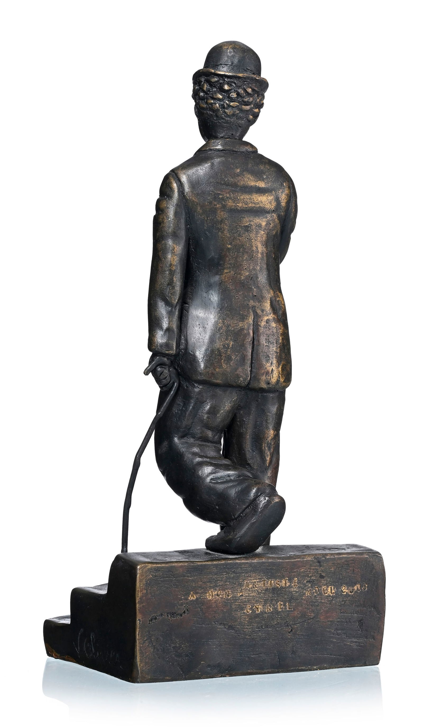 Véronique Olivier (1955), "Charlot sur les escaliers", 2008, sculpture en bronze, signée,  - 2
