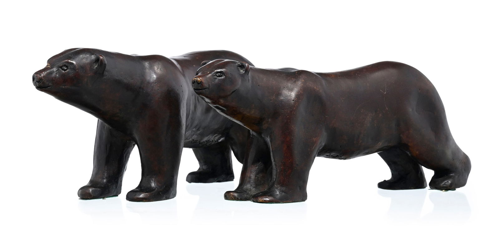 Véronique Olivier (1955), "Couple polaire", 2009, 2 sculptures d'ours en bronze, signées e - 2