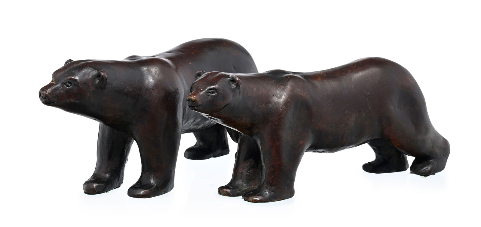 Véronique Olivier (1955), "Couple polaire", 2009, 2 sculptures d'ours en bronze, signées e - 3