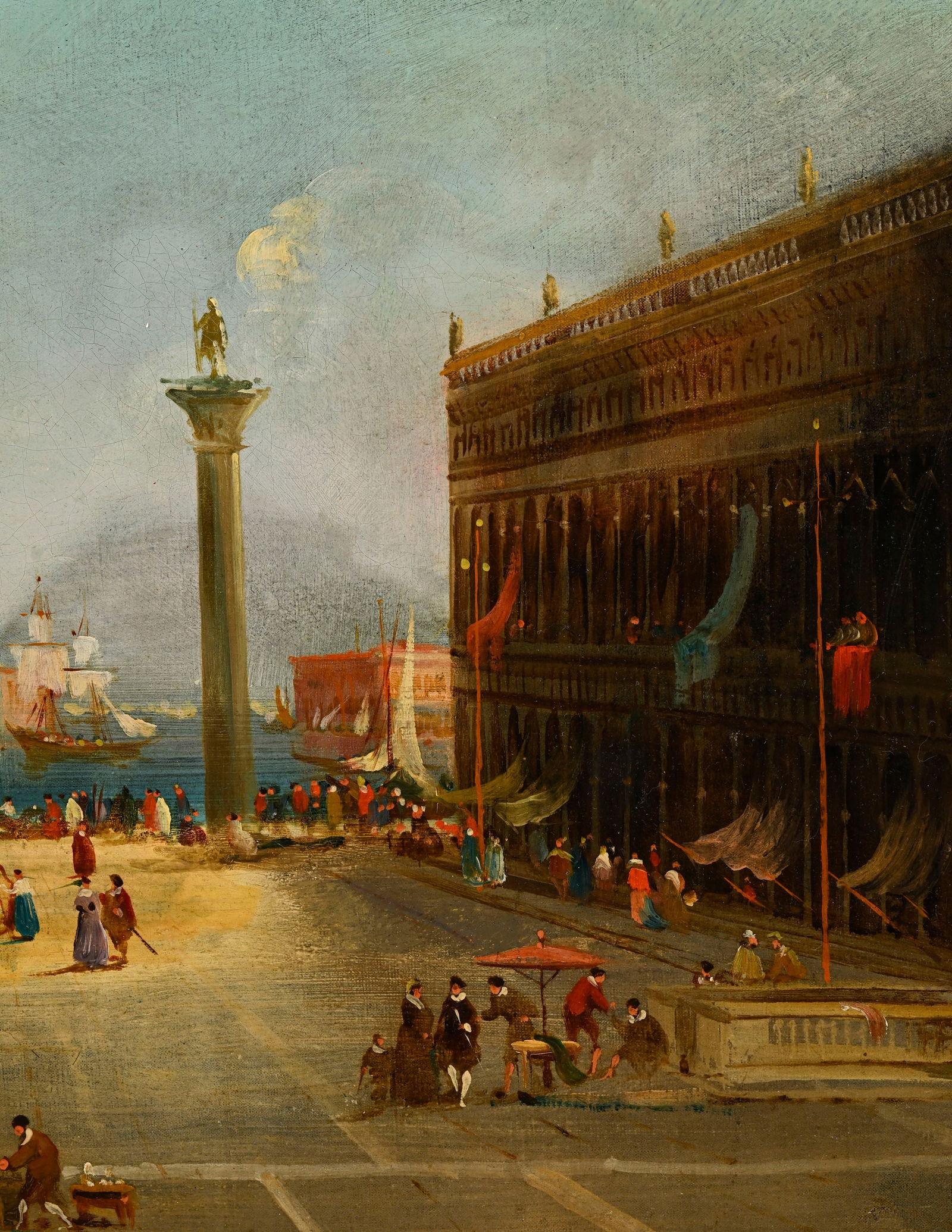 Alfred August Bachmann (1863-1956), Place Saint-Marc animée, huile sur toile, signée, 56,5 - 4