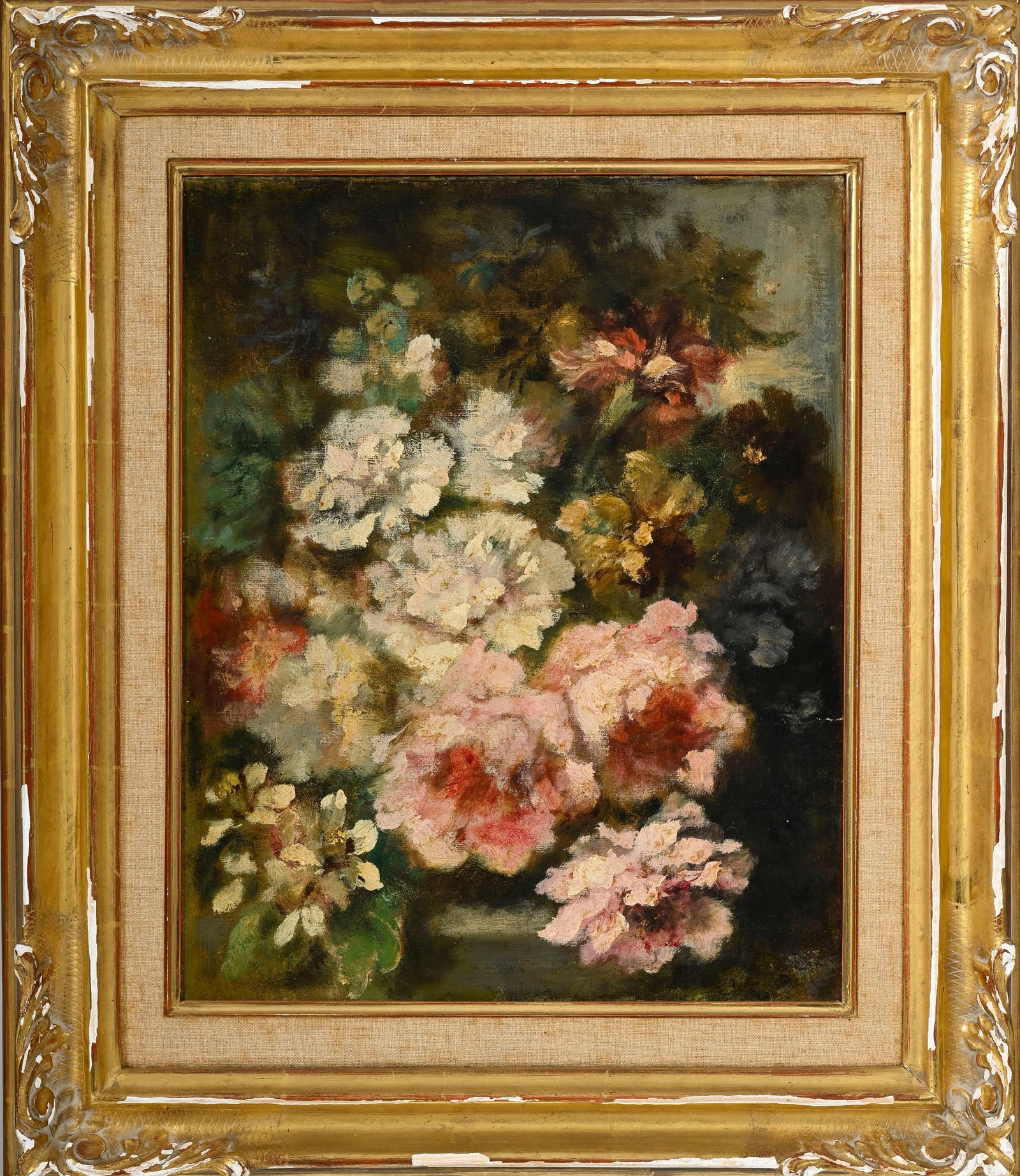 Narcisse Virgile Diaz de la Pena (1807-1876), Bouquet de fleurs, huile sur toile, signée (trace - 2