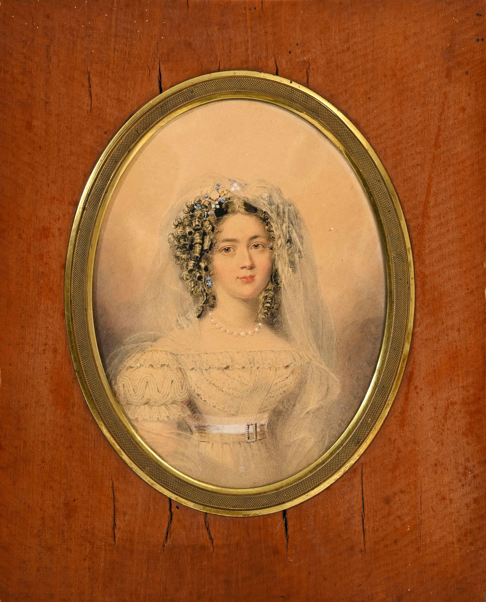 Ecole française du XIXe s., Portrait d'élégante, aquarelle, encre et rehauts de gouac: Ecole française du XIXe s., Portrait d'élégante, aquarelle, encre et rehauts de gouache sur papier, située, 16x12 cm