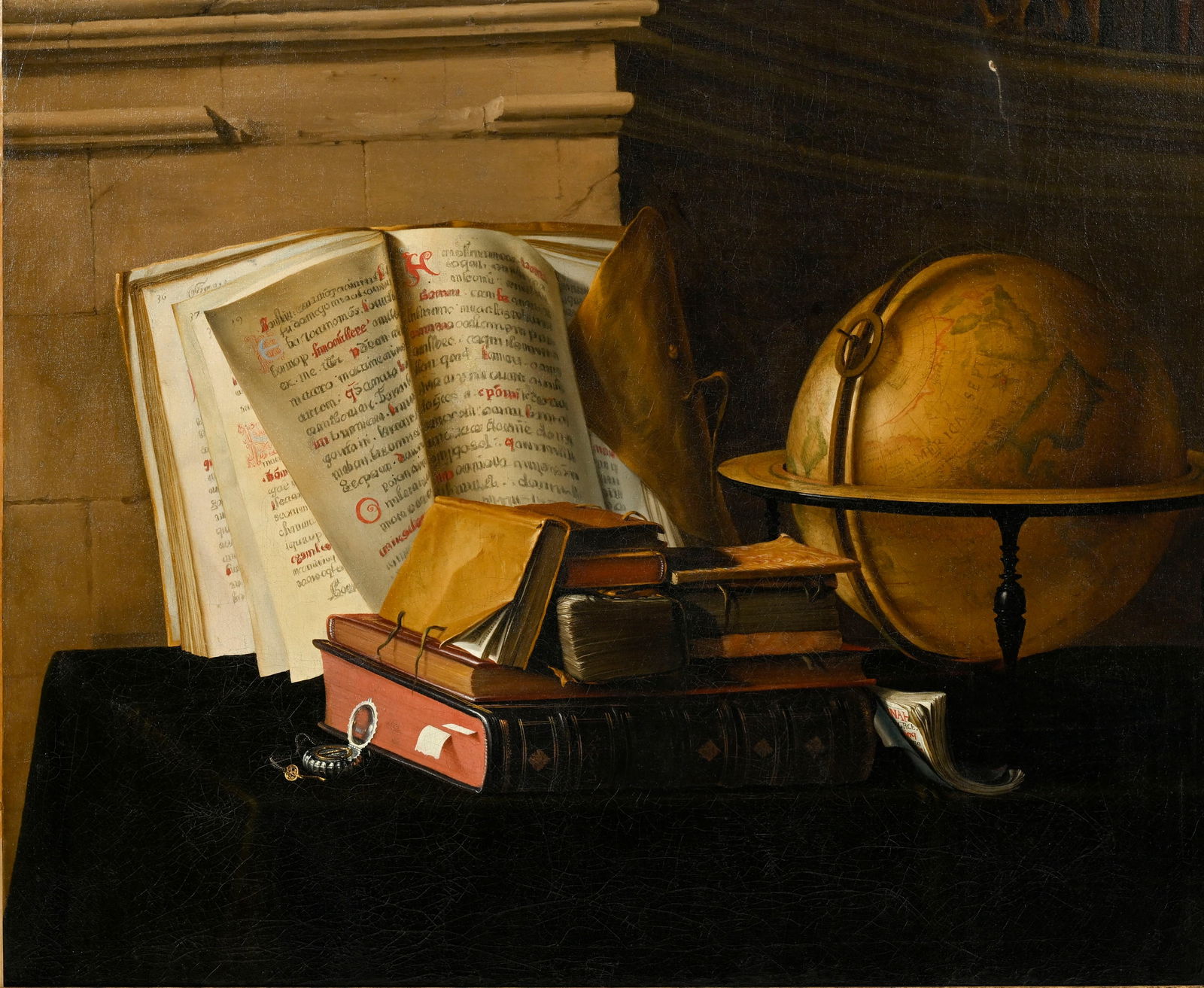 Ecole hollandaise du XIXe s., Nature morte aux sciences, huile sur toile, 83x102 cm Provenance:: Ecole hollandaise du XIXe s., Nature morte aux sciences, huile sur toile, 83x102 cm Provenance: acquis auprès de la famille de Moltke au Danemark en 1983