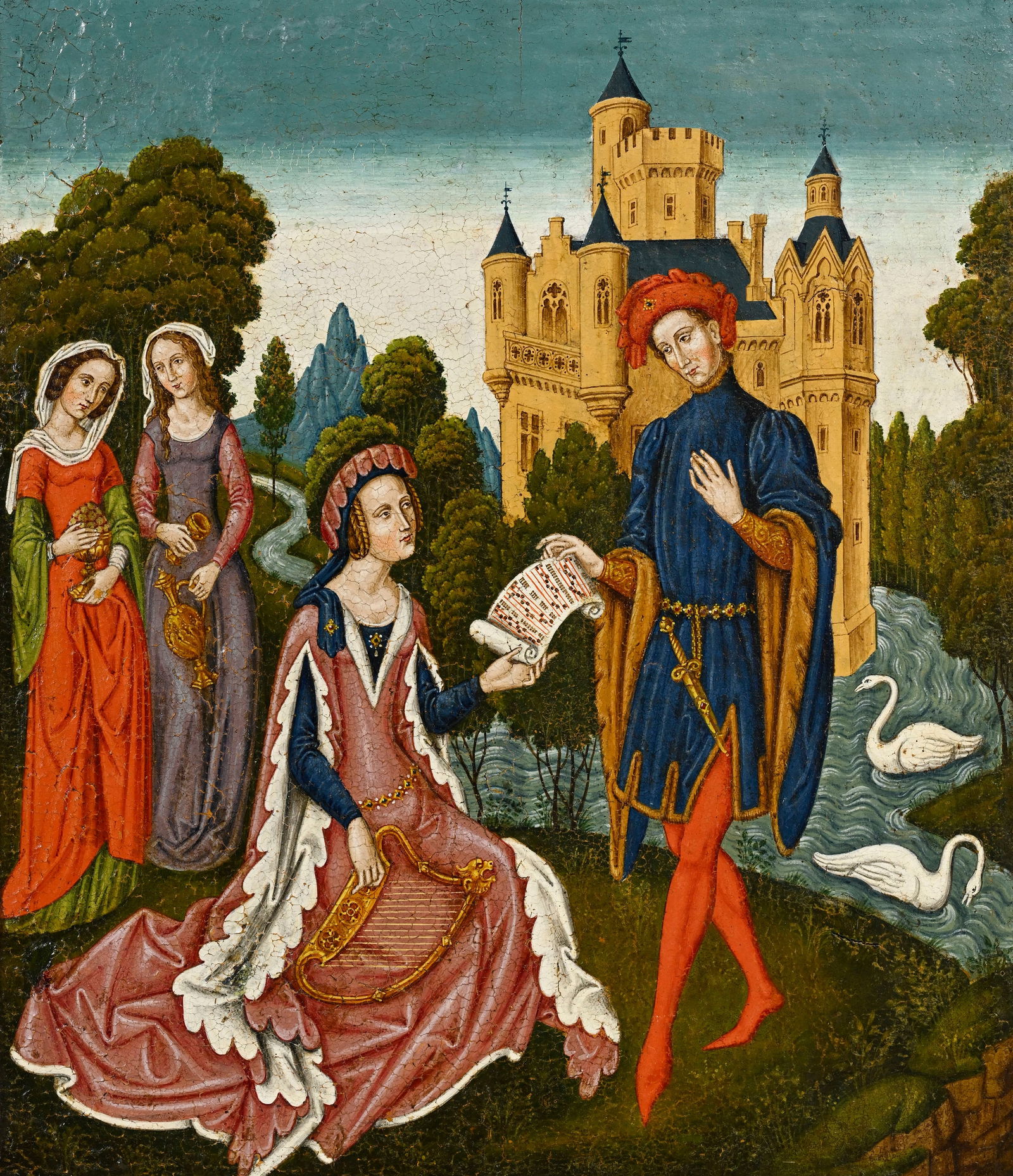 Le Faussaire Espagnol (XIX), S_cène galante,_ huile sur toile marouflée sur panneau, 40x33: Le Faussaire Espagnol (XIX), S_cène galante,_ huile sur toile marouflée sur panneau, 40x33,5 cm 