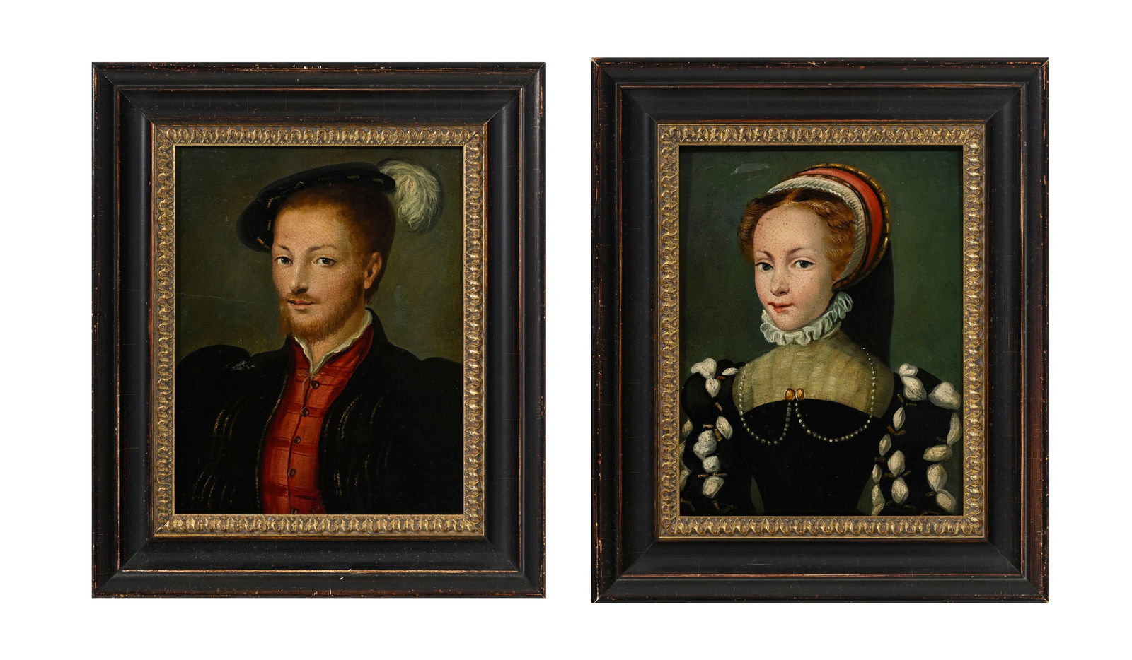 Corneille de Lyon (1500/10-1575), copie d'après, Portraits d'un aristocrate et de Gabrielle de  (1 of 9)
