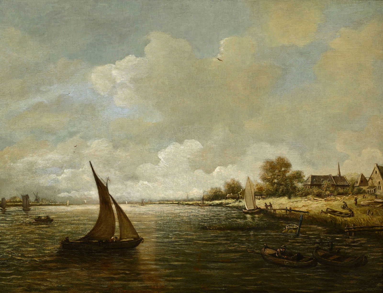 Jan Jozefsz. van Goyen (1596-1656), école de, "L'embouchure de la Meuse", 1645, huile sur toile: Jan Jozefsz. van Goyen (1596-1656), école de, "L'embouchure de la Meuse", 1645, huile sur toile, monogrammée et datée, 74,5x103 cm Exposition: Exposition des collections neuchâtelo