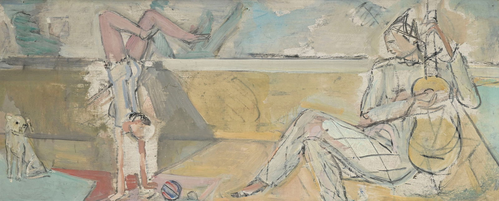 Maurice Barraud (1889-1954), Le Cirque, huile sur isorel, cachet d'atelier M. Barraud au verso, no. : Maurice Barraud (1889-1954), Le Cirque, huile sur isorel, cachet d'atelier M. Barraud au verso, no. 280, 25x61 cm 