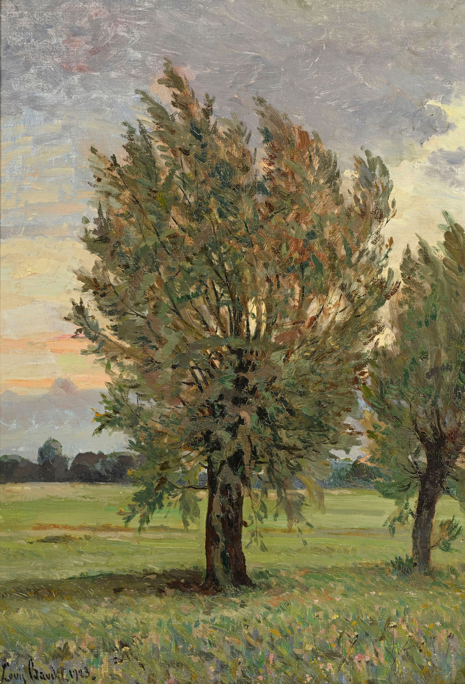 Louis Amédée Baudit (1870-1960), Arbres en bord de champ, 1923, huile sur toile, signé (1 of 5)