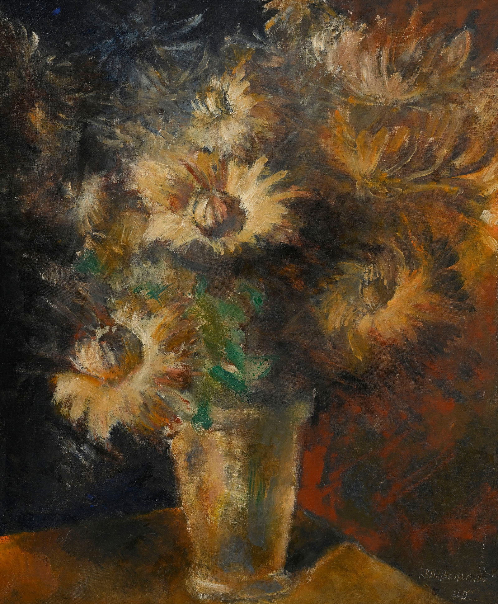 Rodolphe Théophile Bosshard (1889-1960), "Chrysanthèmes II"_,_ 1940, huile sur toile, sign: Rodolphe Théophile Bosshard (1889-1960), "Chrysanthèmes II", 1940, huile sur toile, signée et datée, 46x38 cm Répertorié par l'Association Rodolphe-Théophile Bosshar