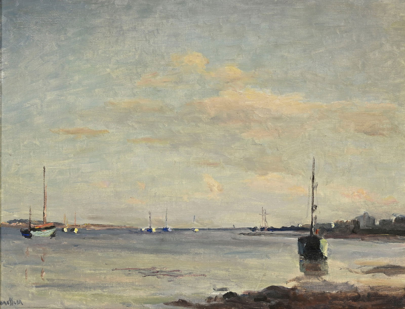 Emile Bressler (1886-1966), Bord de mer, huile sur toile, signée, 46x60 cm: Emile Bressler (1886-1966), Bord de mer, huile sur toile, signée, 46x60 cm 