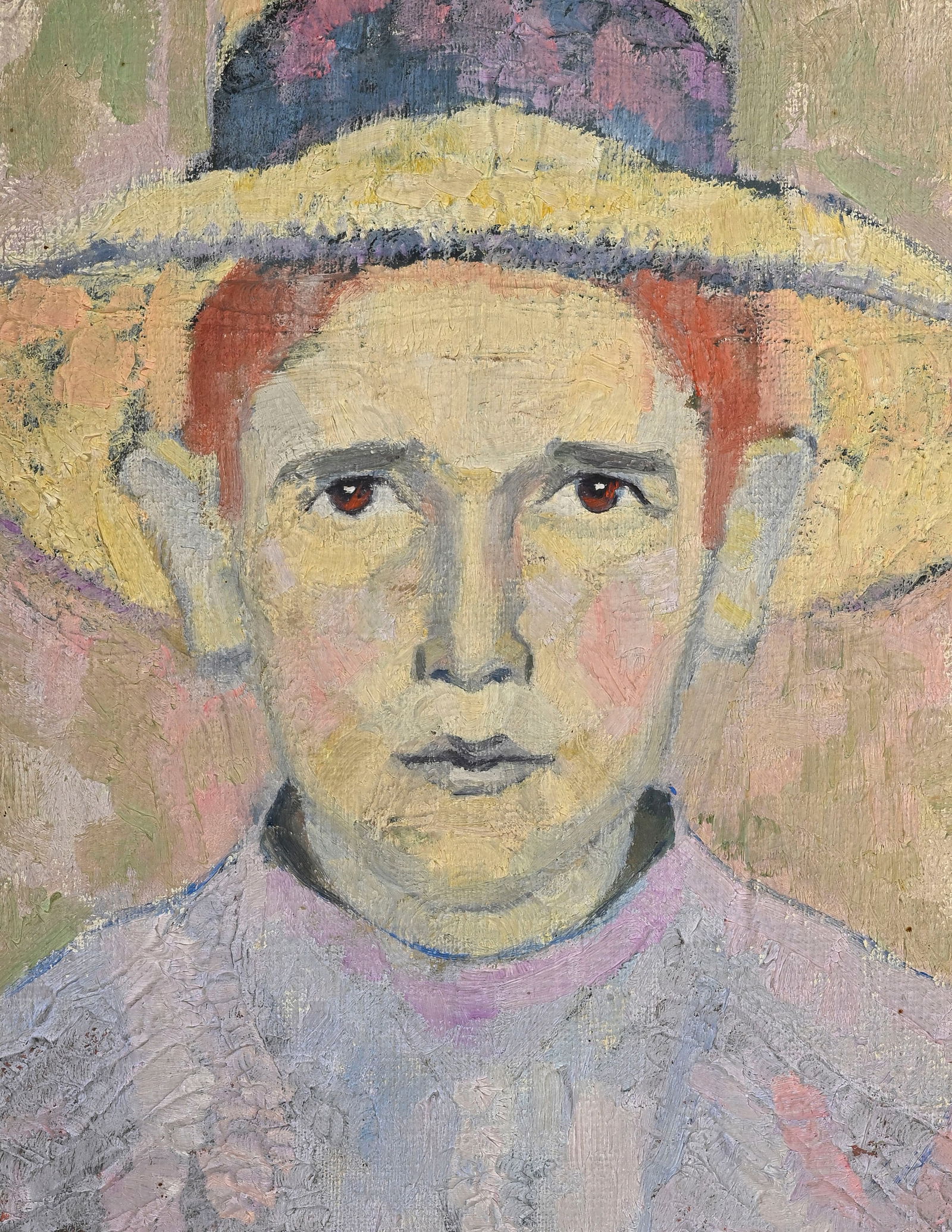 G. Favre (XIX-XX), Femme au chapeau, 1918, huile sur toile, signée et datée, inscriptions  - 3