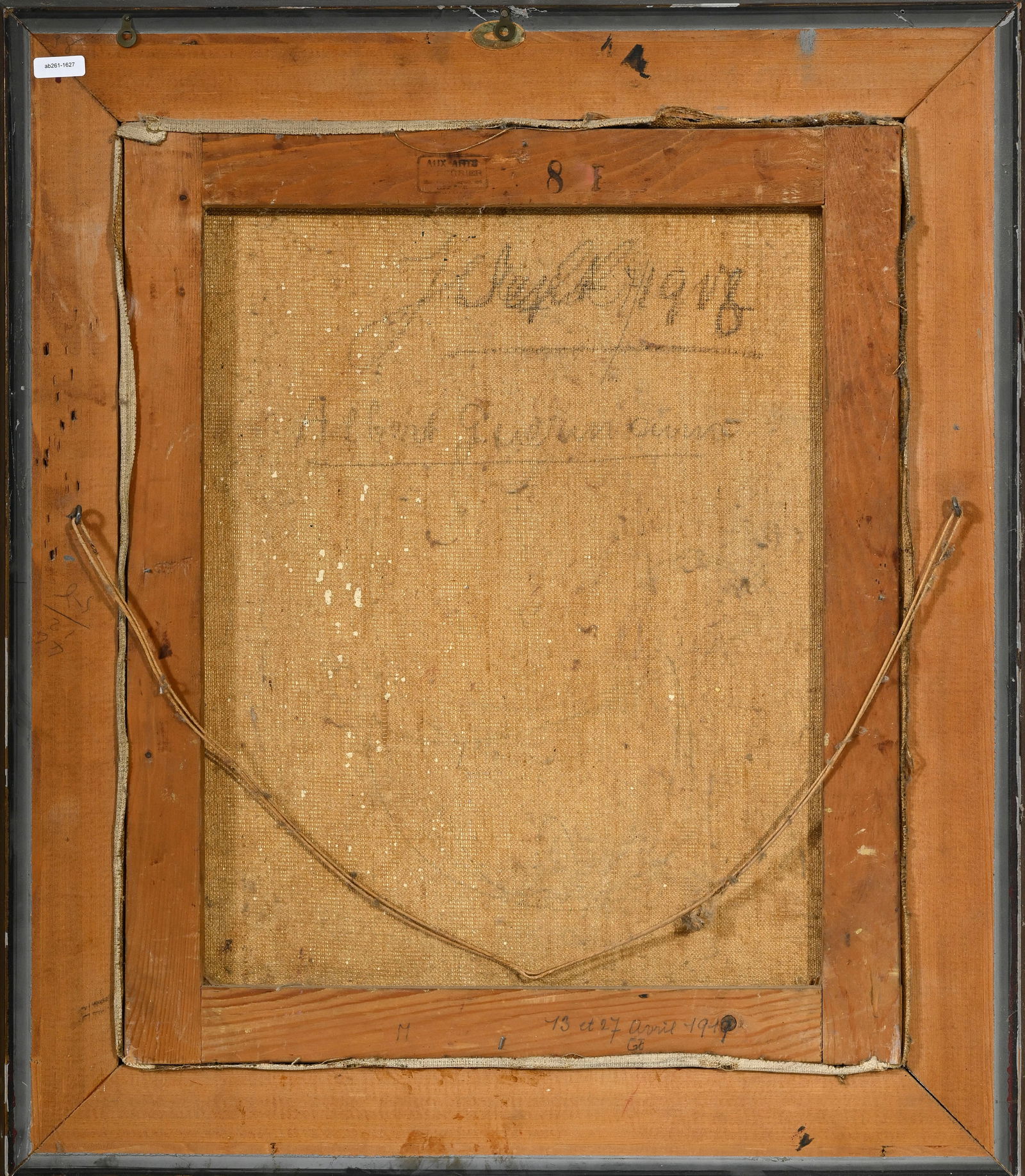 G. Favre (XIX-XX), Femme au chapeau, 1918, huile sur toile, signée et datée, inscriptions  - 5