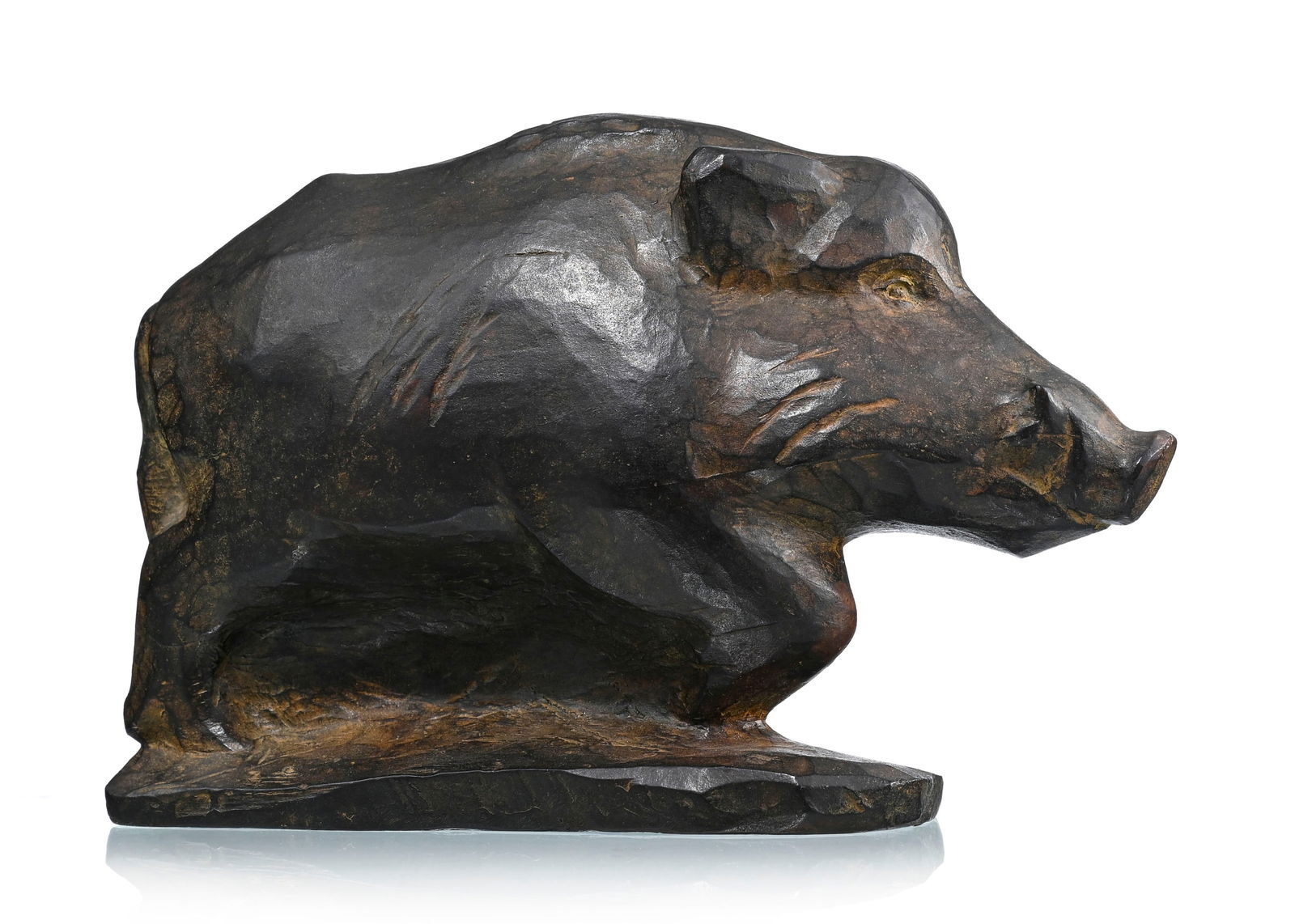 Robert Hainard (1906-1999), Sanglier, sculpture en bronze, signée et numérotée 13/20,: Robert Hainard (1906-1999), Sanglier, sculpture en bronze, signée et numérotée 13/20, cachet de fondeur Pastori, 13,5x20x7,5 cm 