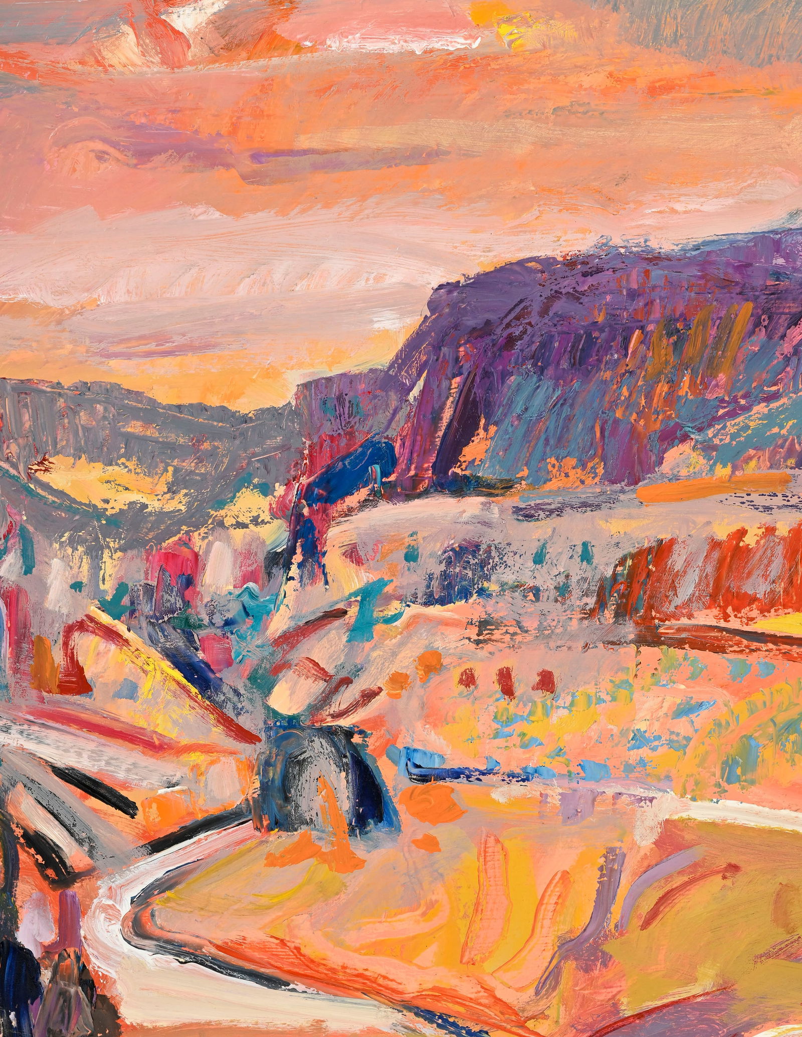Jean Krillé (1923-1991), Paysage, huile sur pavatex, signée, 100x120 cm - 4