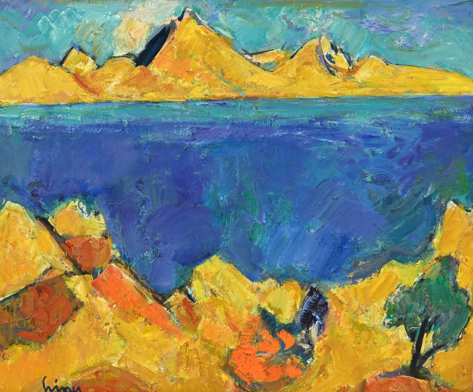 Carl Walter Liner (1914-1997), Paysage côtier, huile sur toile, signée, 65x81,5 cm: Carl Walter Liner (1914-1997), Paysage côtier, huile sur toile, signée, 65x81,5 cm 