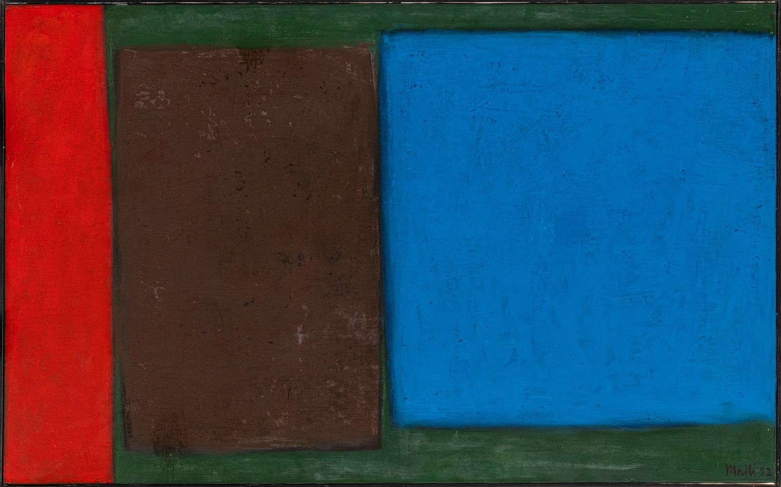 Walter Mafli (1915-2017), Composition abstraite, 1992, huile sur toile, signée et datée, 8: Walter Mafli (1915-2017), Composition abstraite, 1992, huile sur toile, signée et datée, 81x130 cm 