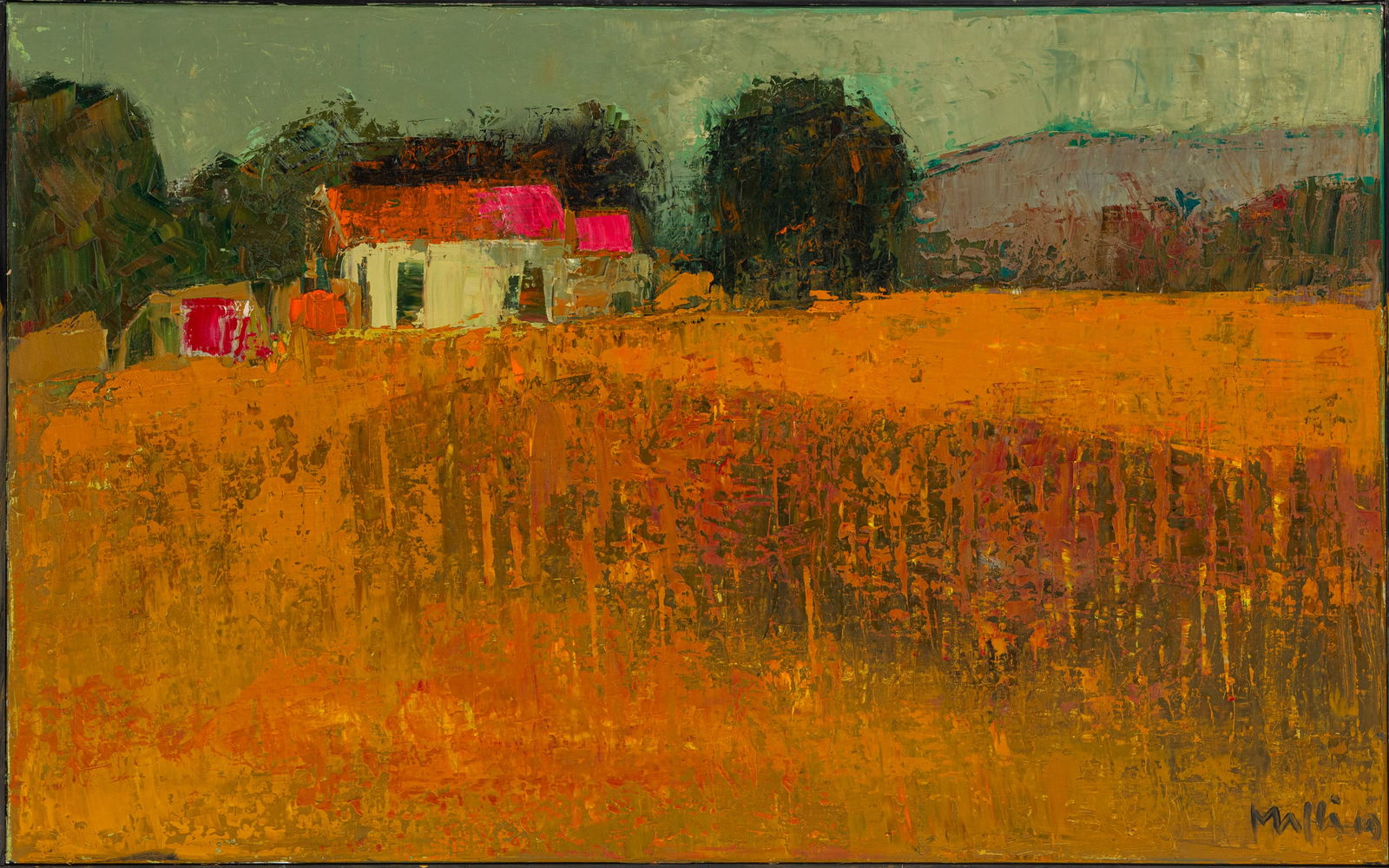 Walter Mafli (1915-2017), Campagne, 2010, huile sur toile, signée et datée, 81x130 cm: Walter Mafli (1915-2017), Campagne, 2010, huile sur toile, signée et datée, 81x130 cm