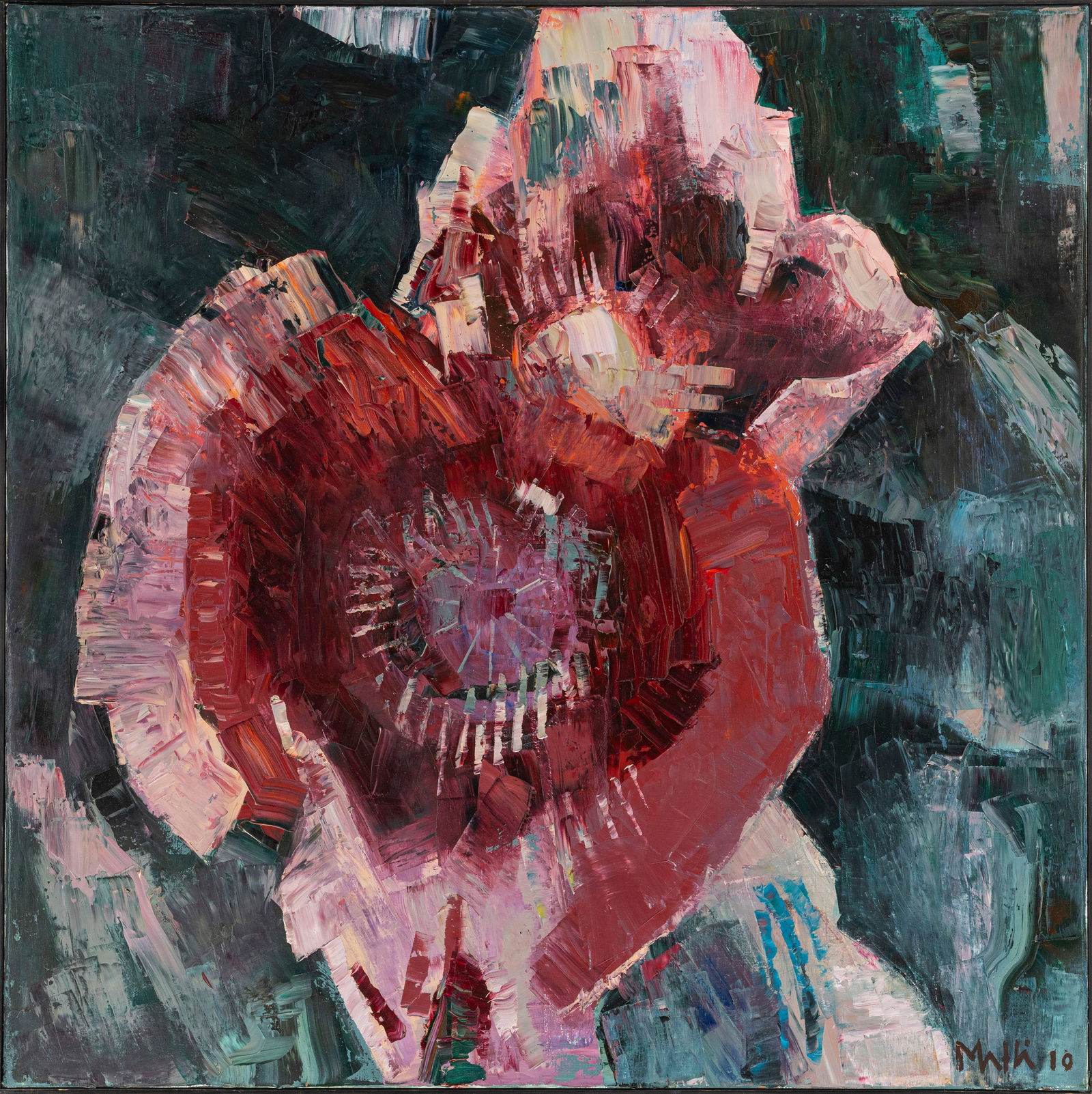 Walter Mafli (1915-2017), Fleur de pavot, 2010, huile sur toile, signée et datée, 110x110 : Walter Mafli (1915-2017), Fleur de pavot, 2010, huile sur toile, signée et datée, 110x110 cm