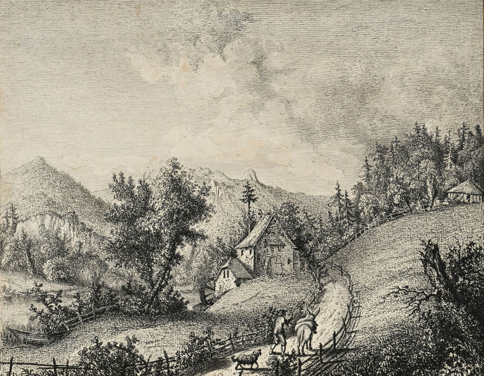 Ecole suisse du XVIIIe s., "Vue prise dans les environs du lac de Bret" et "Vue prise dans les envir - 3