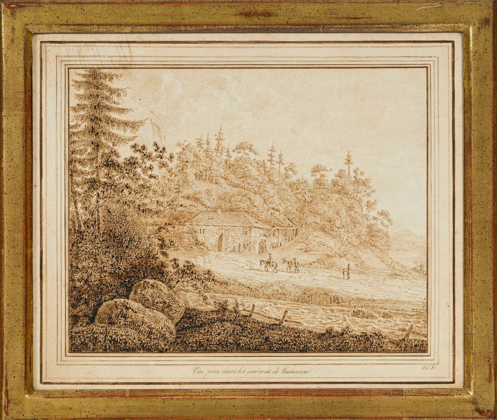 Ecole suisse du XVIIIe s., "Vue prise dans les environs du lac de Bret" et "Vue prise dans les envir - 4