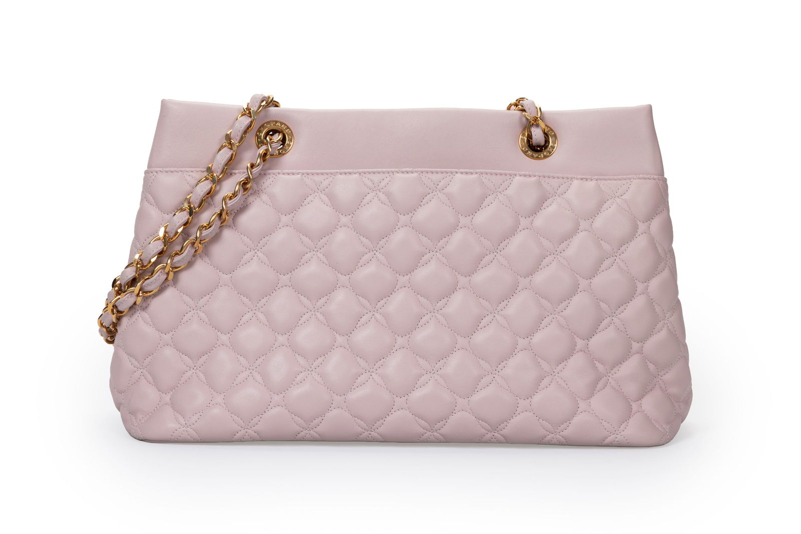 Chopard, sac Cabas Shopper en cuir lilas pale matelassé à médaillons, double bandouli - 2