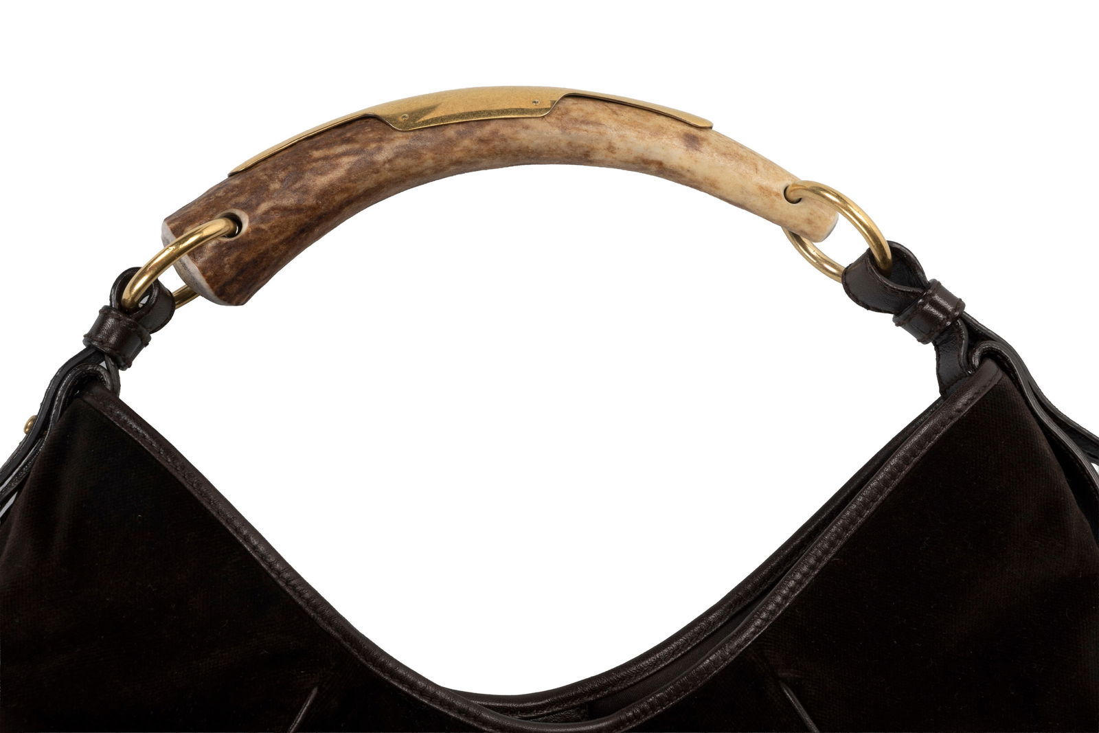 Yves Saint Laurent, sac Mombasa en velours marron foncé de Tom Ford, poignée en corne, c&# - 4