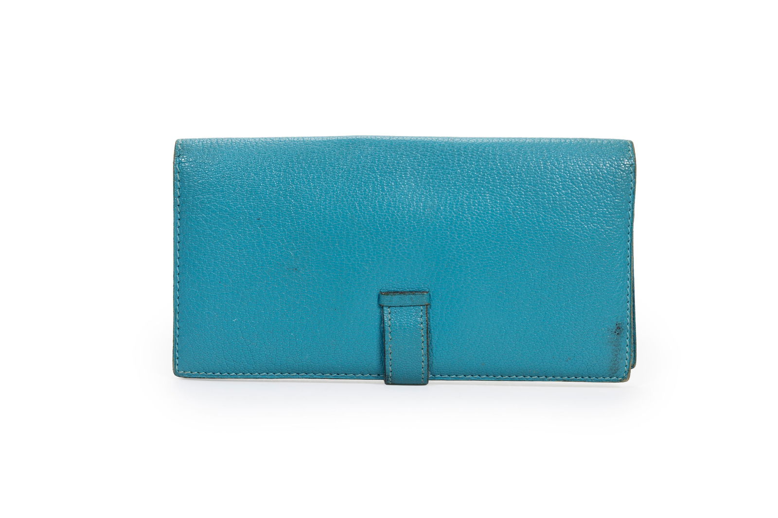 Hermès, portefeuille Béarn en cuir bleu jean, année 2004, 9x17,5 cm - 2