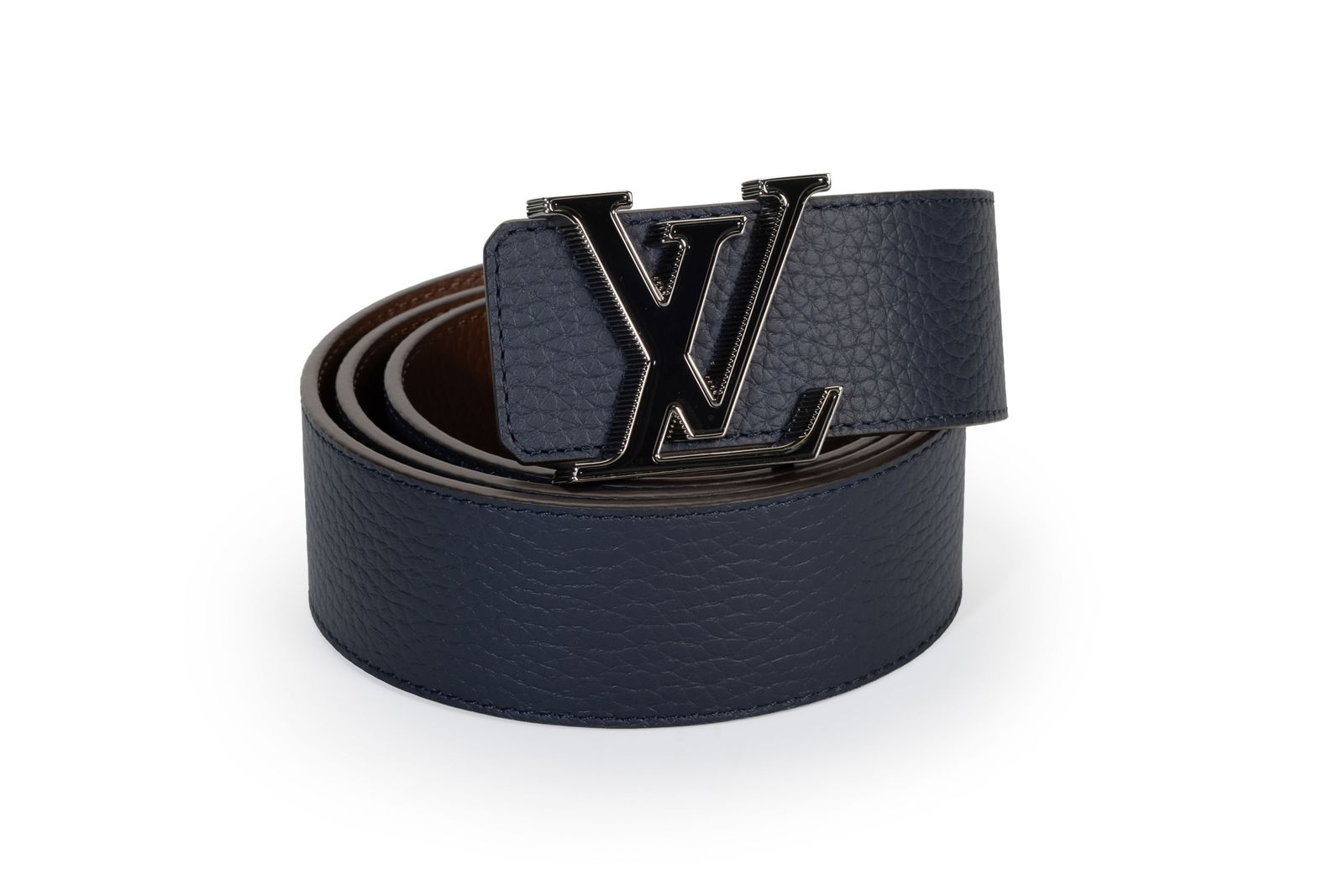 Louis Vuitton, ceinture LV initiales réversible 40mm, boucle en métal et résine noire (1 of 2)