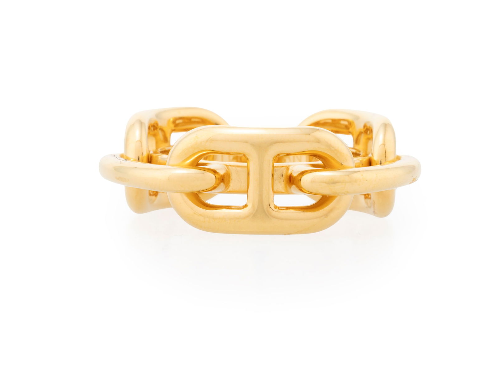 Hermès, anneau de carré Régate en métal doré, boîte, diam. 2 cm: Hermès, anneau de carré Régate en métal doré, boîte, diam. 2 cm 