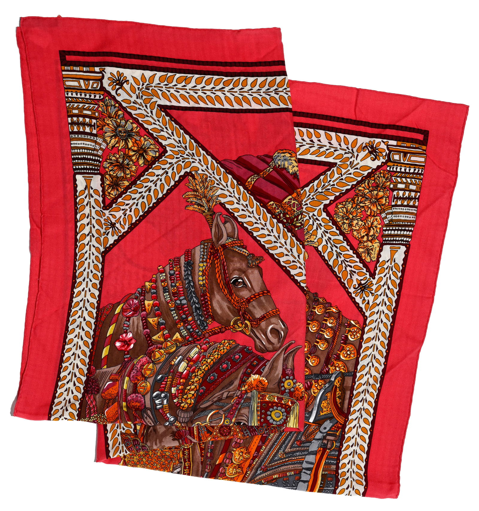 Hermès, châle en cachemire et soie imprimé: La danse du cheval Marwari, boîte, 1 (1 of 1)