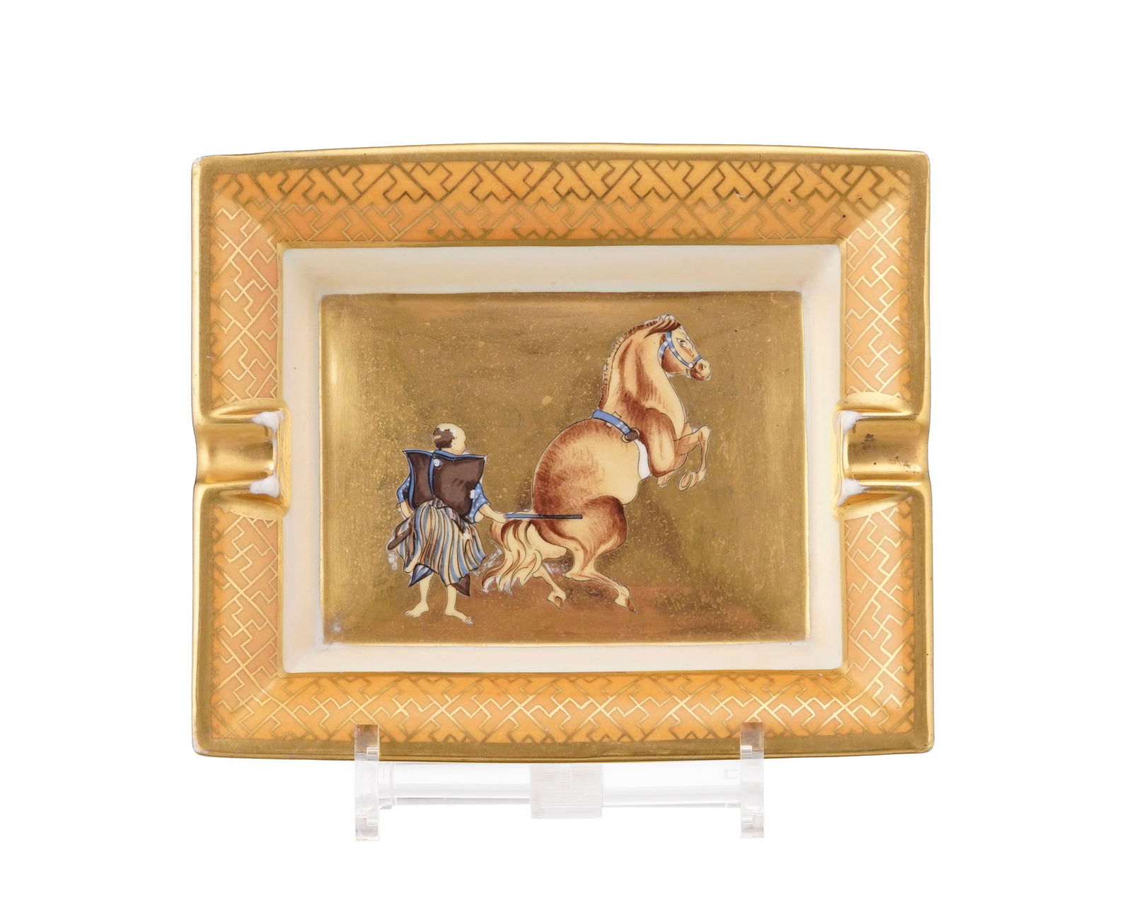 Cendrier vide-poche en porcelaine, Hermès Paris, collection Cheval d'Orient, 19x16 cm (1 of 2)