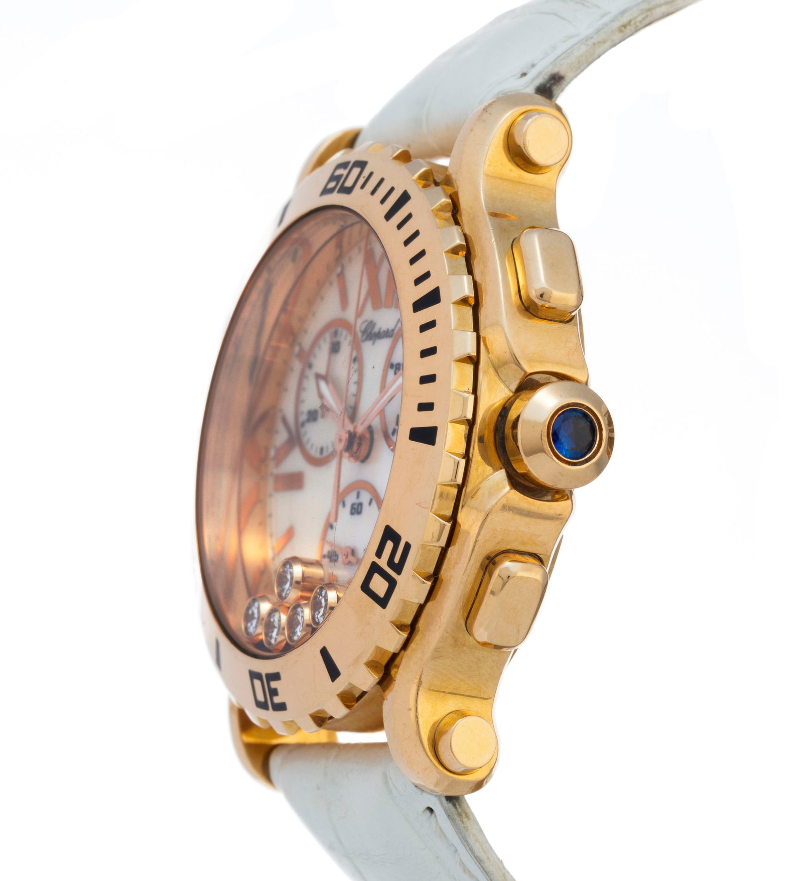 Chopard, Happy Sport, réf. 1269, montre chronographe en or rose 750 ornée d'un cadran en n - 2