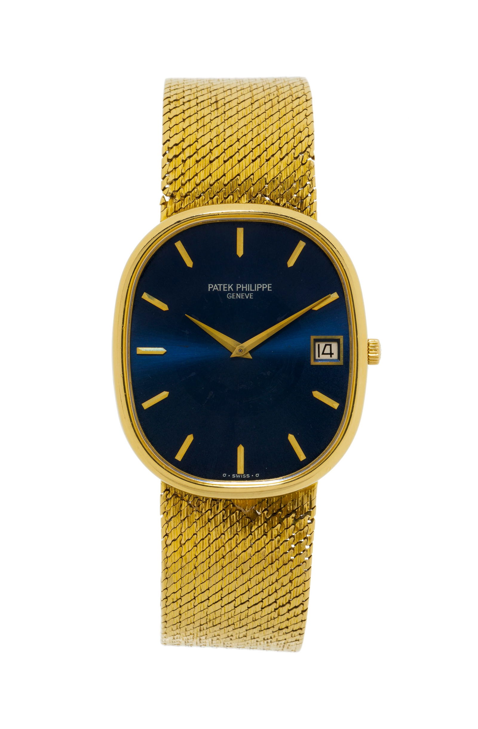 Patek Philippe, Ellipse, réf. 3605, montre-bracelet en or 750, circa 1979 Mouvement: cal. 28-: Patek Philippe, Ellipse, réf. 3605, montre-bracelet en or 750, circa 1979 Mouvement: cal. 28-255C, automatique, 36 rubis, n°1306337 Boîtier: n°2774486, larg. 33 mm Complication: da