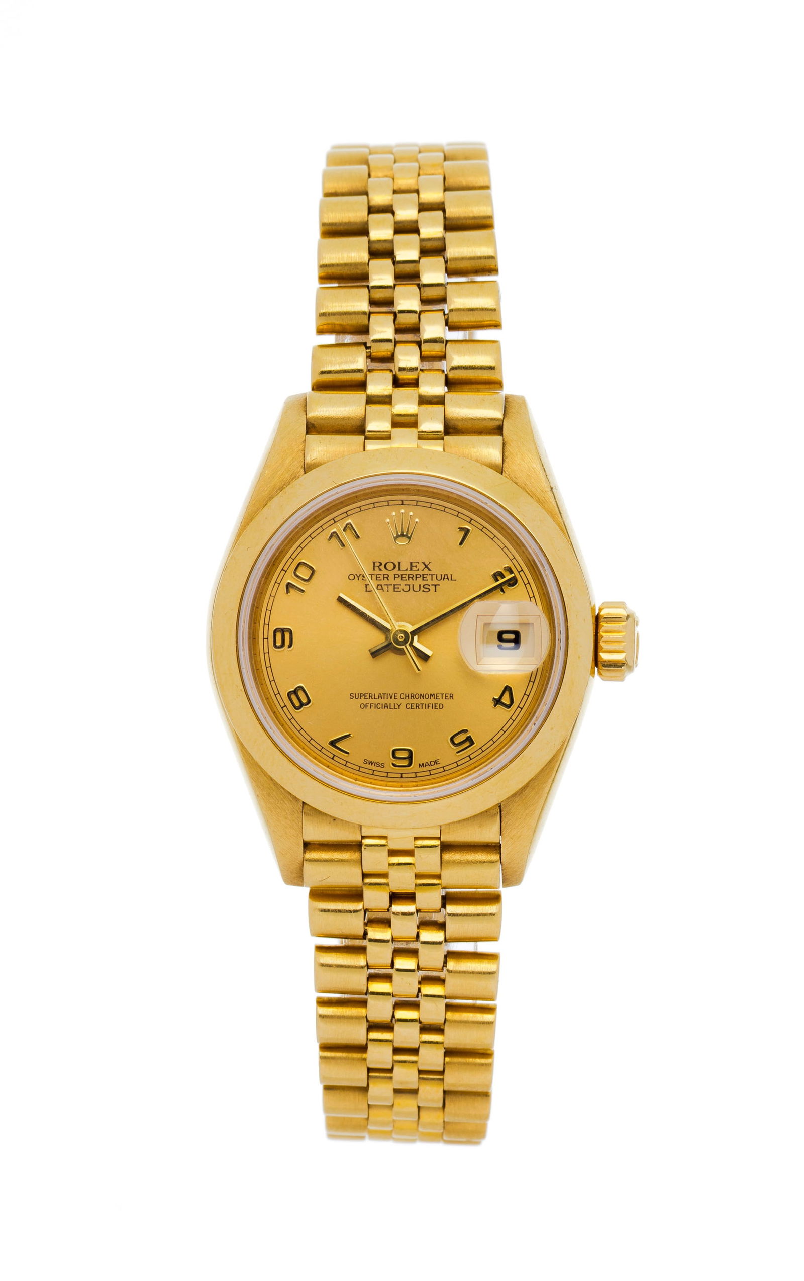 Rolex, Datejust, réf. 69168/69000A, montre-bracelet en or 750, circa 1989 Mouvement: cal. 213: Rolex, Datejust, réf. 69168/69000A, montre-bracelet en or 750, circa 1989 Mouvement: cal. 2135, automatique, 28 rubis, n°1279061 Boîtier: n°L210564, diam. 26 mm Complication: date