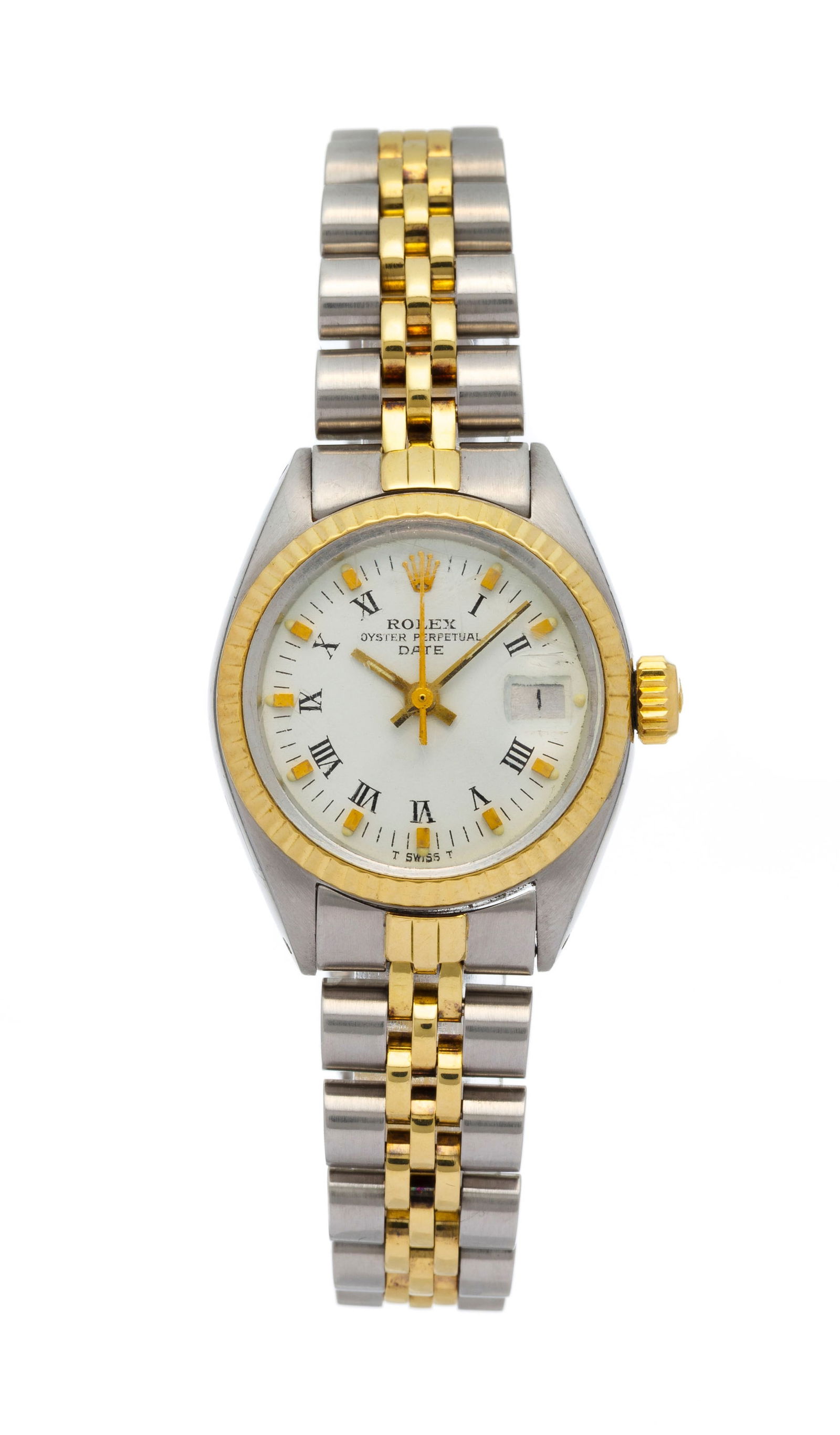 Rolex, Datejust, réf. 6917/6900, montre-bracelet en acier et or, circa 1978 Mouvement: cal. 2: Rolex, Datejust, réf. 6917/6900, montre-bracelet en acier et or, circa 1978 Mouvement: cal. 2030, automatique, 28 rubis, n°818103 Boîtier: n°5752313 , diam. 25 mm Complication: