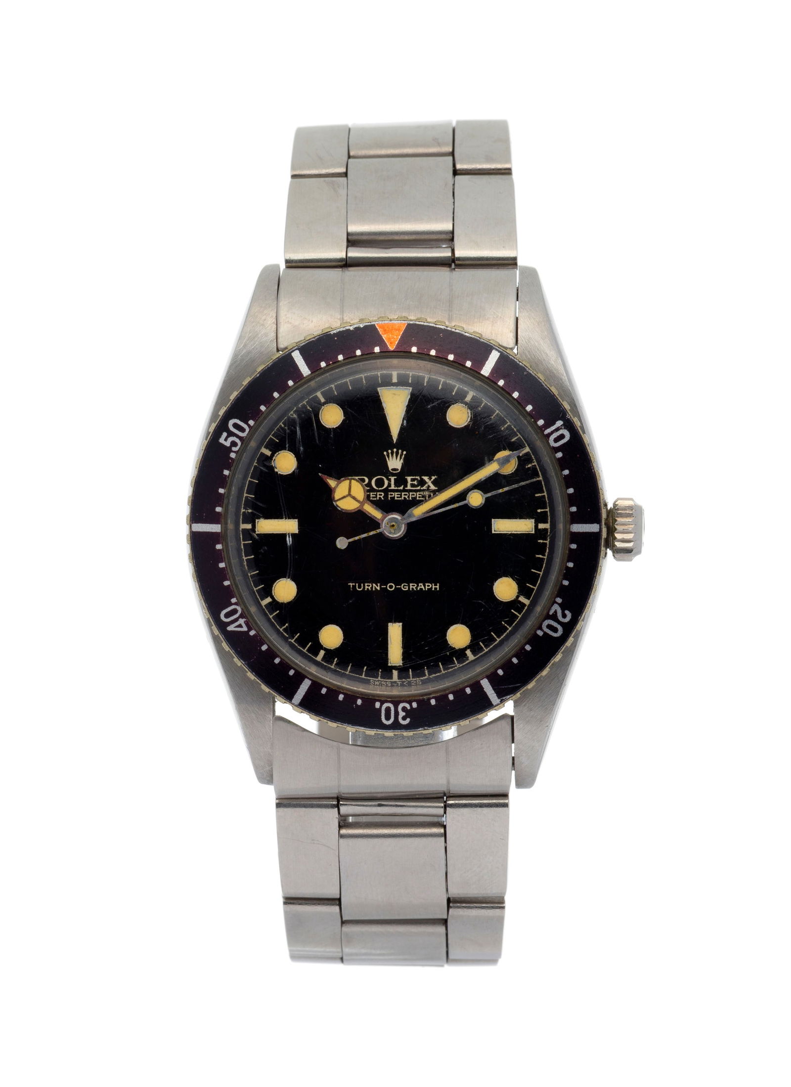 Rolex, Turn-O-Graph, réf. 6202, montre-bracelet en acier, circa 1953 Mouvement: cal. A260, au: Rolex, Turn-O-Graph, réf. 6202, montre-bracelet en acier, circa 1953 Mouvement: cal. A260, automatique, n°49289 Boîtier: n° non lisible, diam. 35 mm, lunette tournante