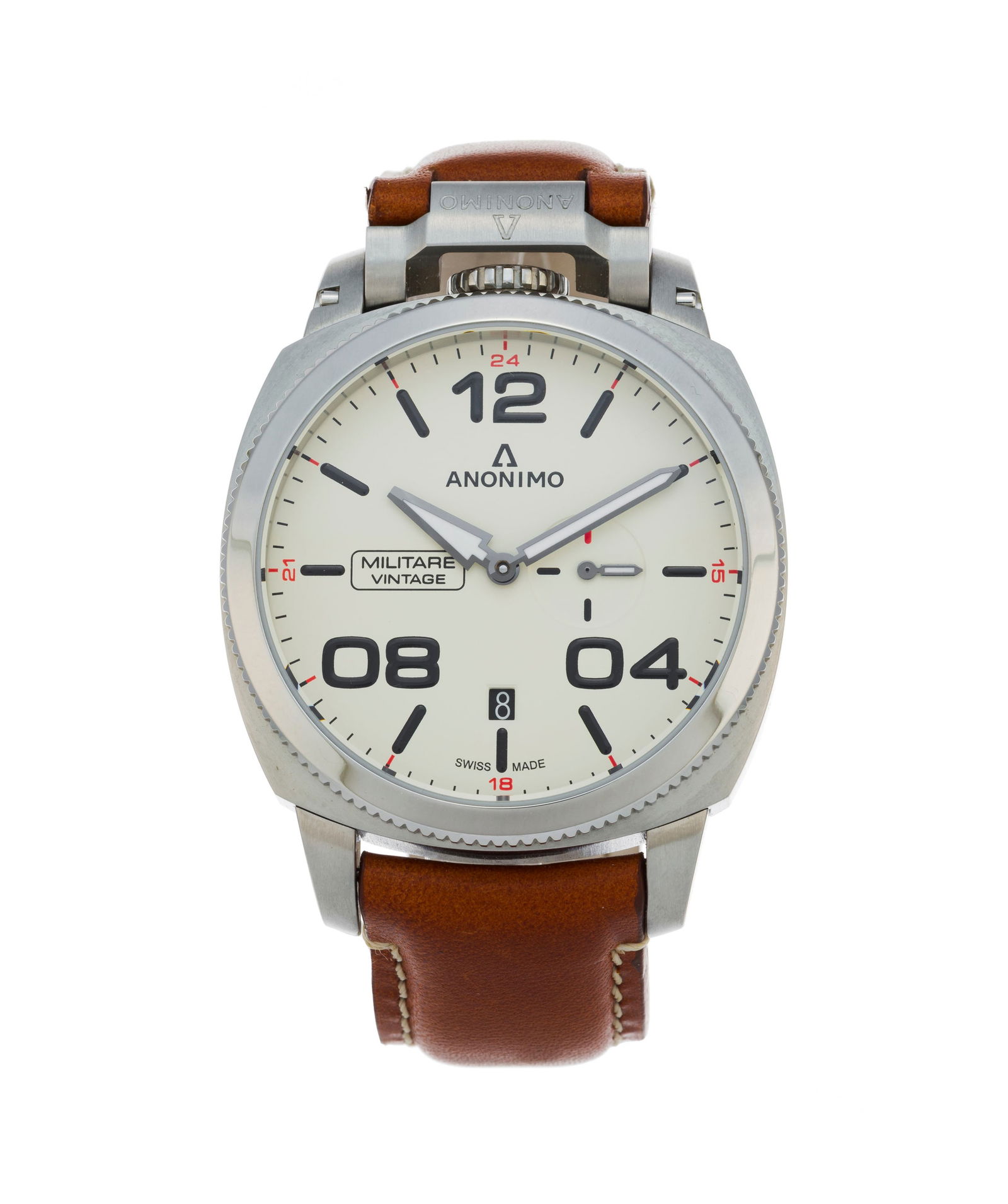 Anonimo, Militaire Vintage, réf. AM-1021.01, montre petite seconde en acier Mouvement: cal. S: Anonimo, Militaire Vintage, réf. AM-1021.01, montre petite seconde en acier Mouvement: cal. SW 260-1, automatique, 31 rubis Boîtier: n°G01868, diam. 43 mm, fond en verre laissant