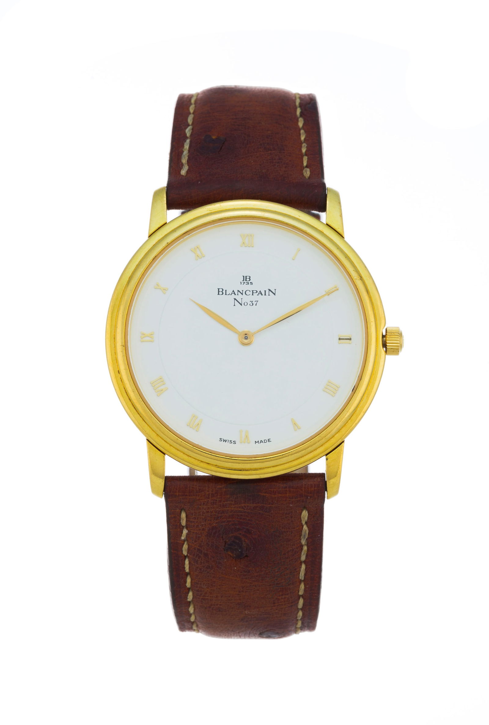Blancpain, Villeret, réf. 0021-1418, montre en or 750, circa 1989 Mouvement: cal. 21, mé: Blancpain, Villeret, réf. 0021-1418, montre en or 750, circa 1989 Mouvement: cal. 21, mécanique, 18 rubis Boîtier: n°037, diam. 34 mm, fond en verre laissant apparaître le