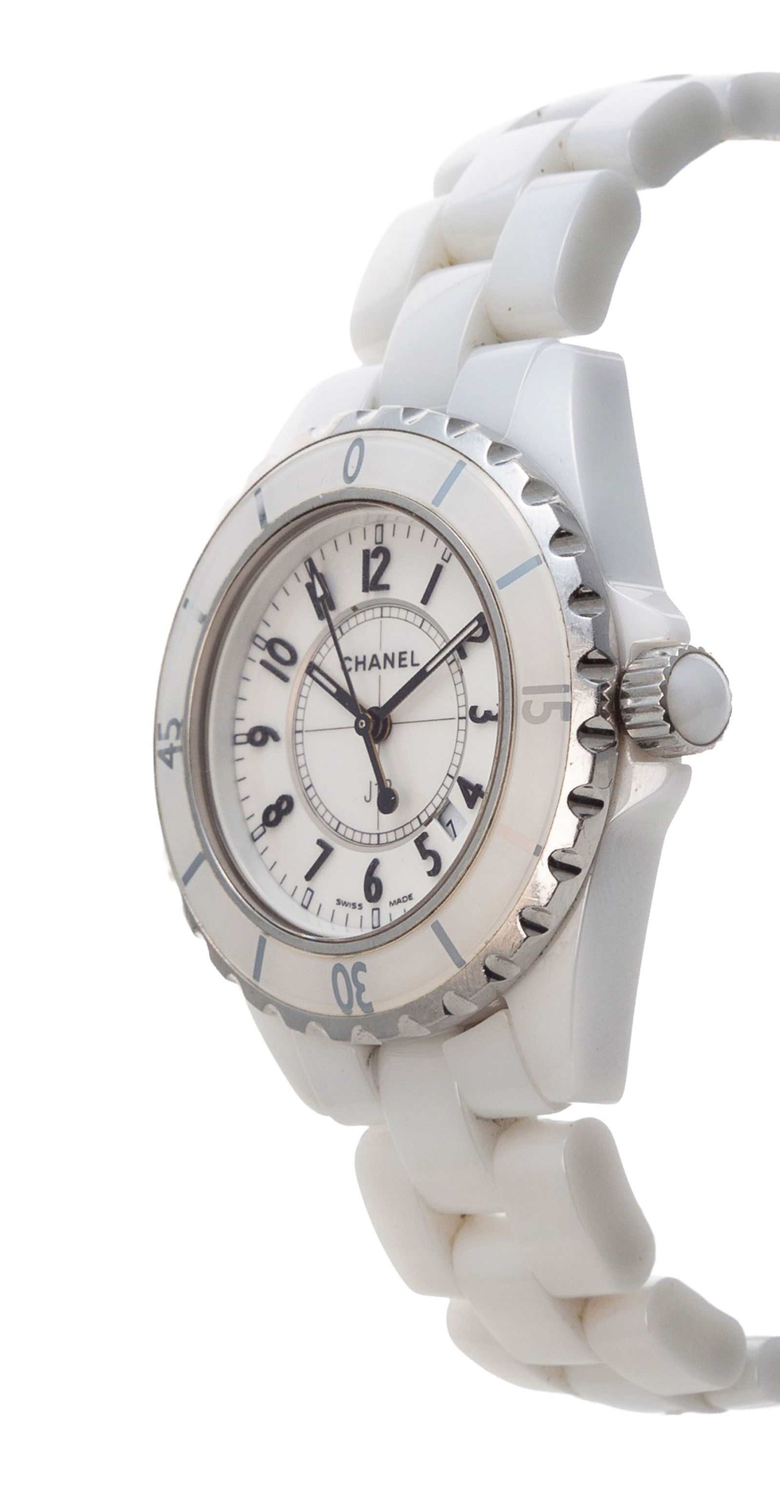 Chanel, J12, montre-bracelet en céramique blanche et acier Mouvement: cal. ETA 956.612, quart - 2
