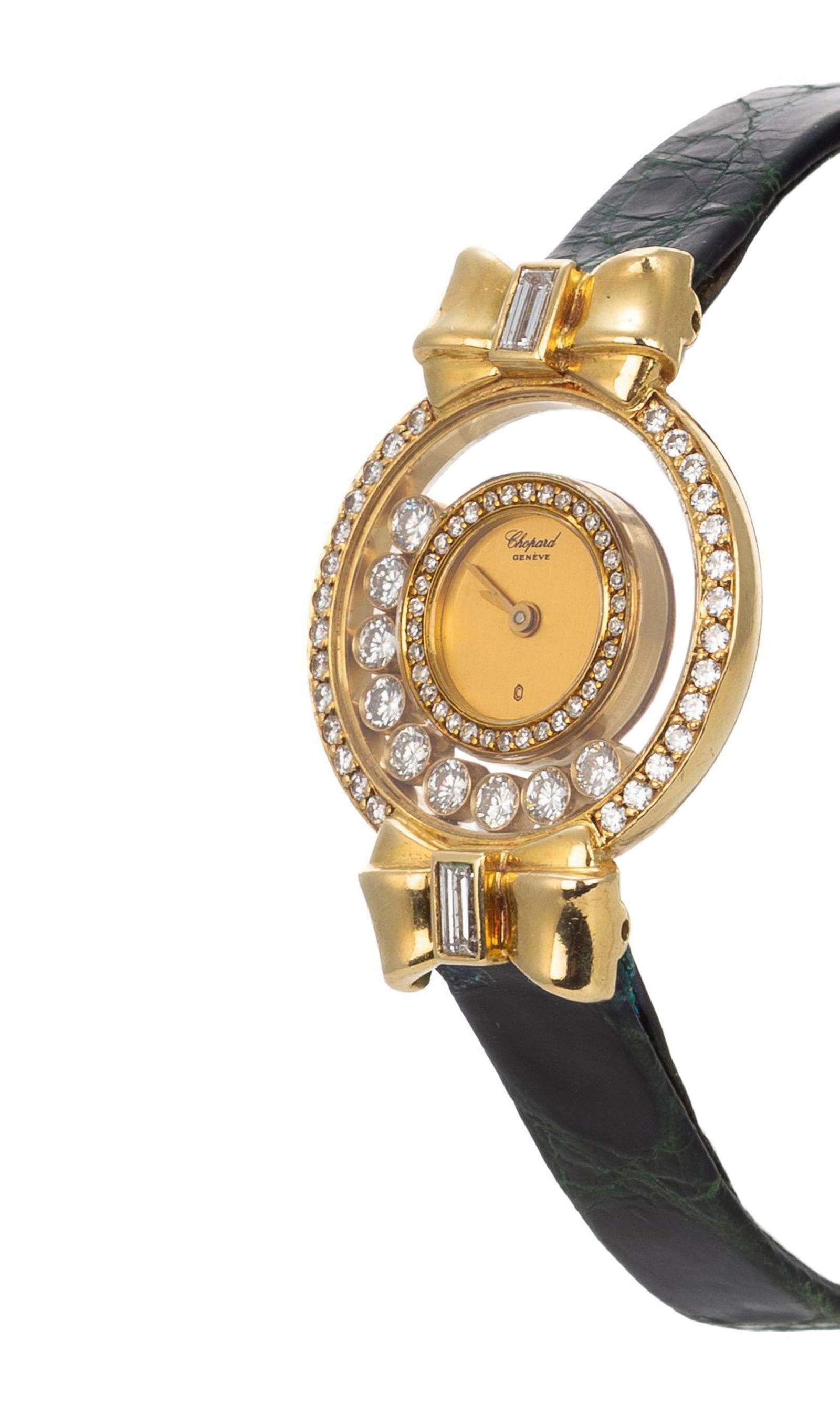 Chopard, Happy Diamonds, réf. 20/5177/4066, montre en or 750 ornée de diamants dont 9 mobi - 2