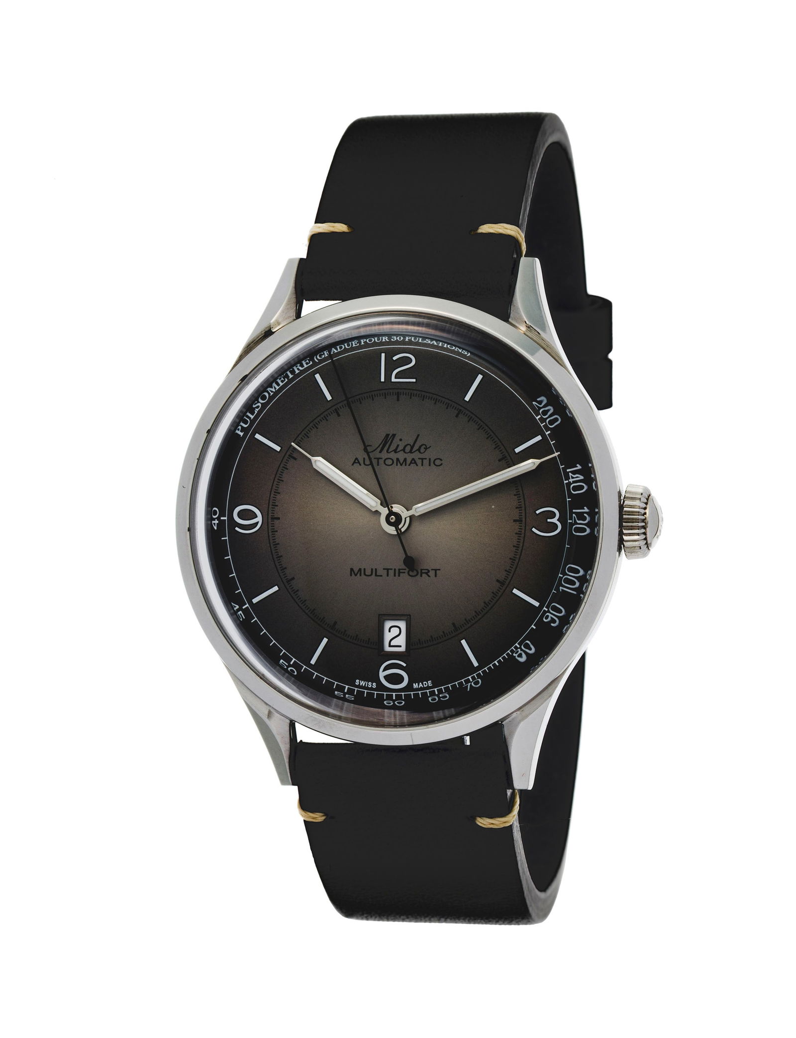 Mido, Multifort, réf. M040407A, montre en acier, circa 2021 Mouvement: cal. 80/ETA CO7621, au: Mido, Multifort, réf. M040407A, montre en acier, circa 2021 Mouvement: cal. 80/ETA CO7621, automatique, 25 rubis Boîtier: n°MDF G7T A52, diam. 40 mm, fond en verre laissant apparaî