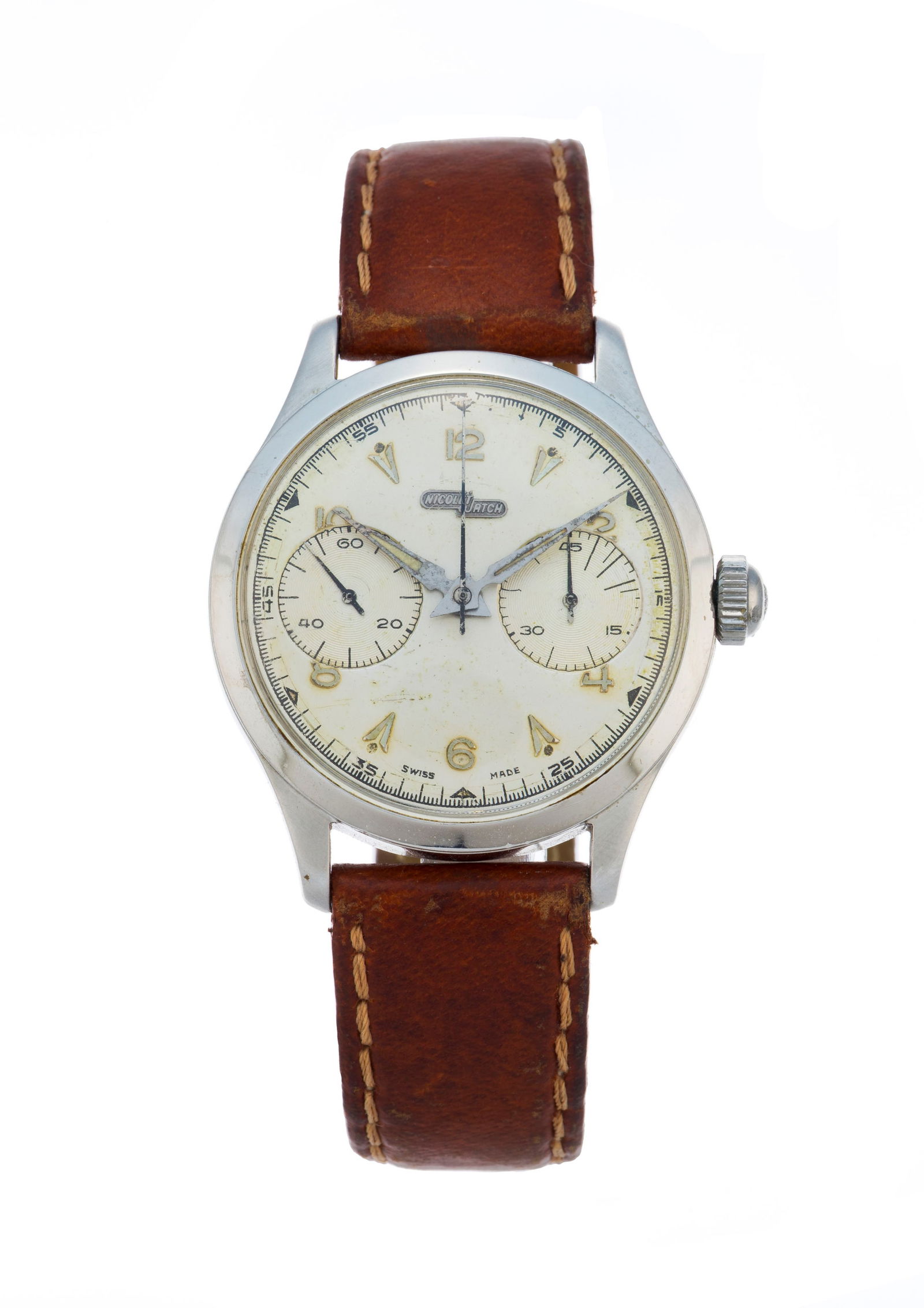 Nicolet Watch, Brevet n°9025101, montre chronographe en acier Mouvement: cal. Landeron 251,  (1 of 4)