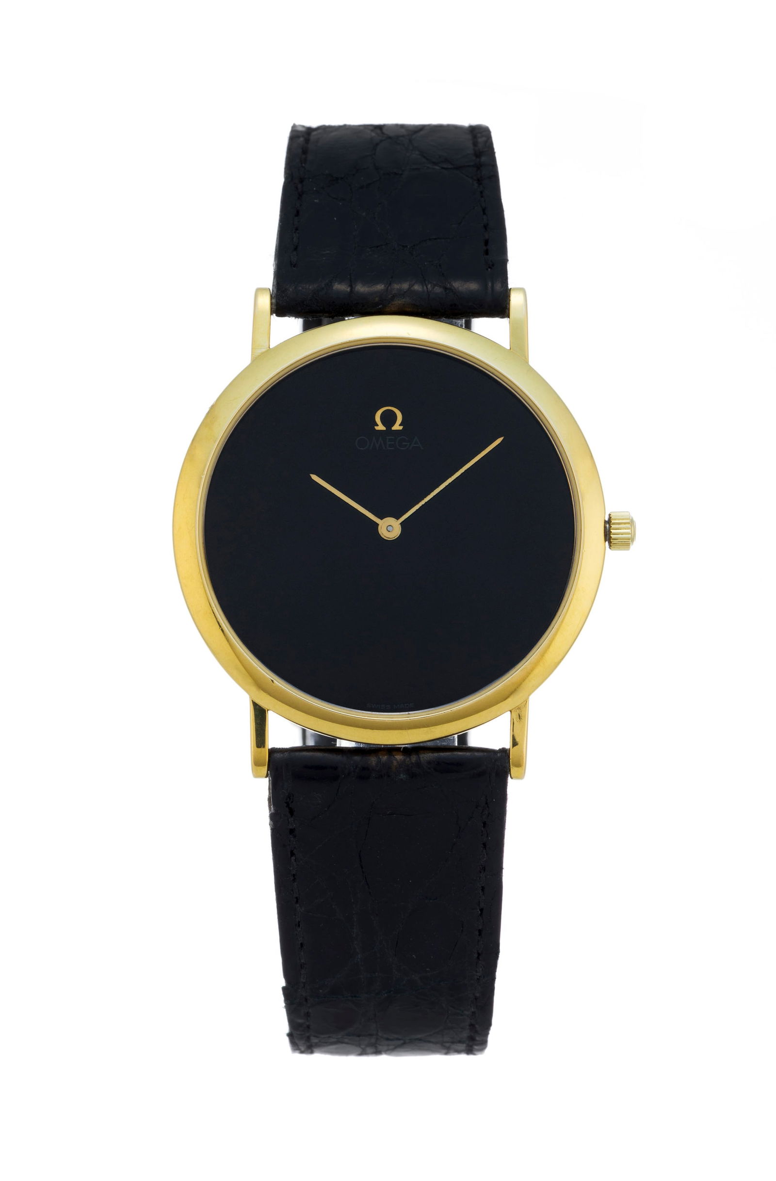 Omega, De Ville , réf. 195.0075, montre plaqué or, années 1980-90 Mouvement: cal. : Omega, De Ville , réf. 195.0075, montre plaqué or, années 1980-90 Mouvement: cal. 1378/ETA 210.001, quartz, 8 rubis Boîtier: n°50297834, diam. 32 mm B