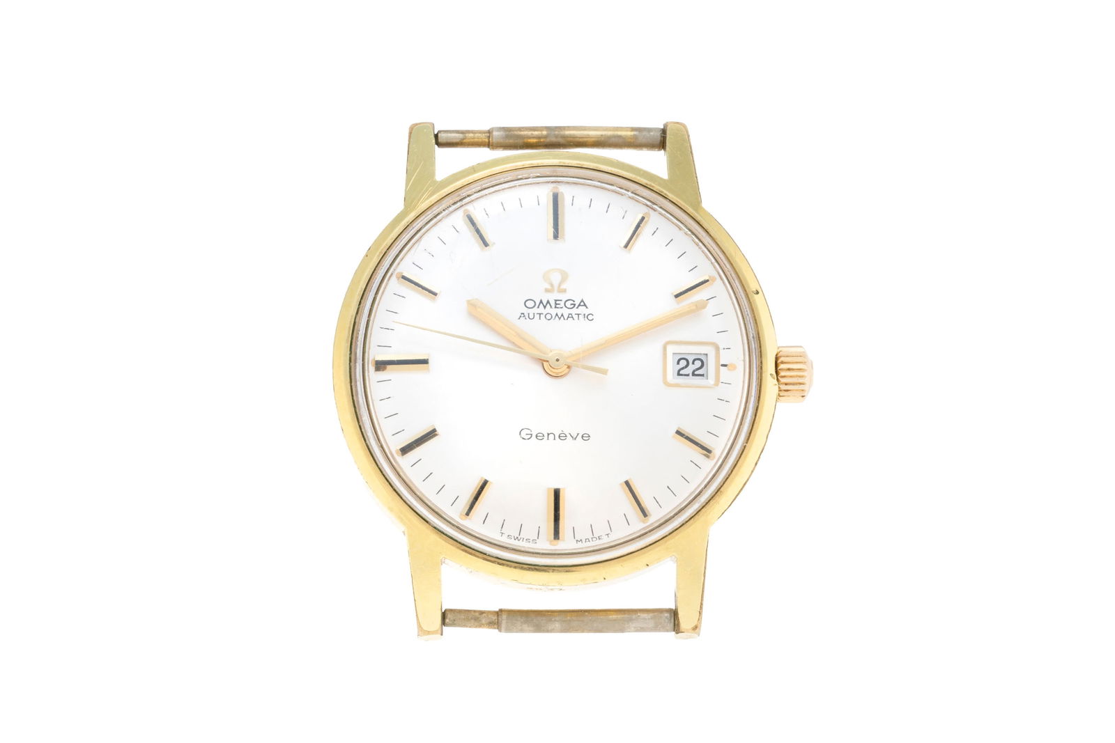 Omega, réf. 166.070, montre plaqué or avec indication de la date, années 1960-70 Mo: Omega, réf. 166.070, montre plaqué or avec indication de la date, années 1960-70 Mouvement: cal. 565, automatique, 24 rubis, n°30353338 Boîtier: diam. 34 mm Complication: date