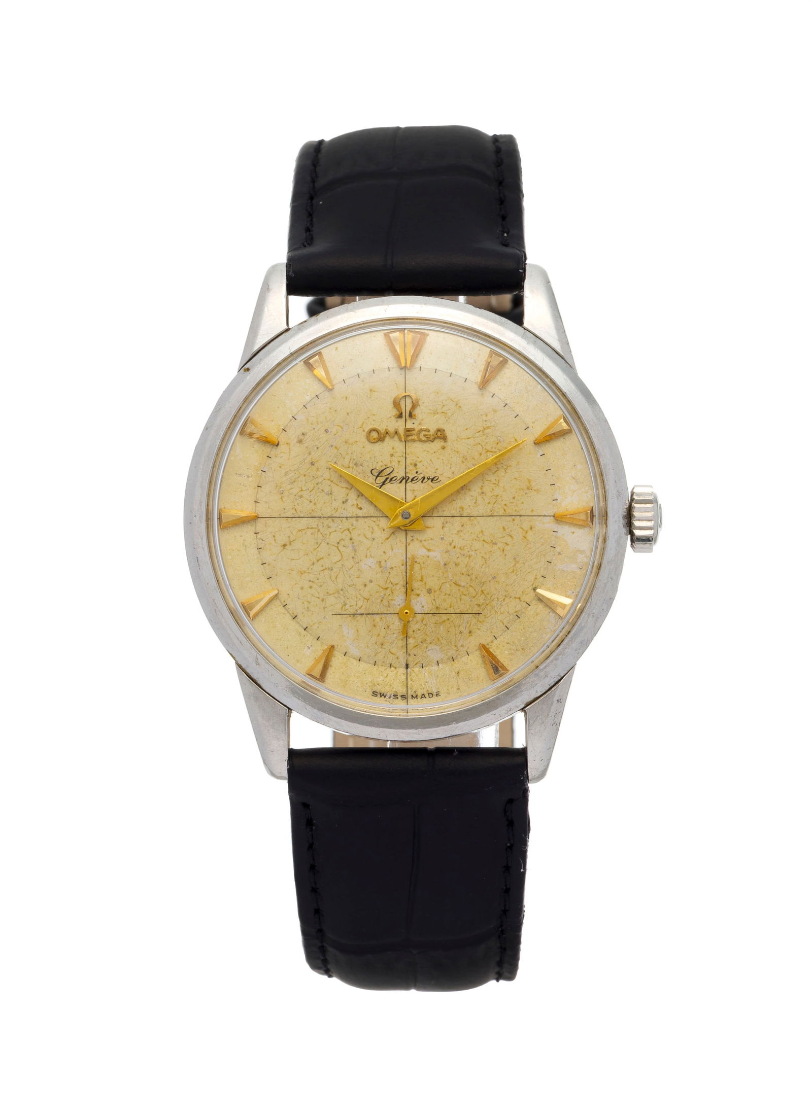 Omega, réf. 2748-3, montre petite seconde en acier, années 1950 Mouvement: cal. 266, m&#: Omega, réf. 2748-3, montre petite seconde en acier, années 1950 Mouvement: cal. 266, mécanique, 17 rubis, n°14010801 Boîtier: diam. 36 mm Complication: compteur subsidiaire po