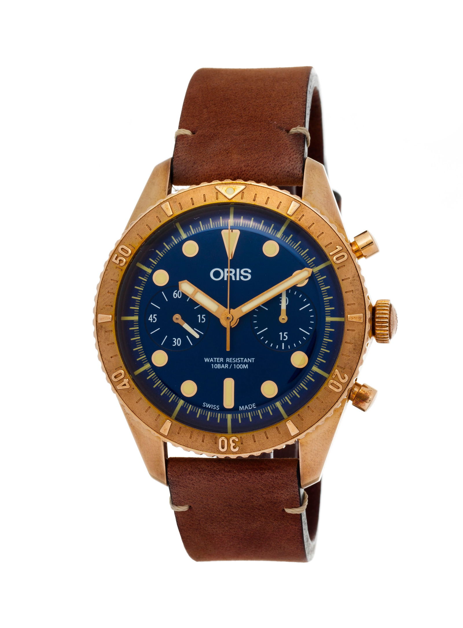 Oris, Carl Brashear, Ed. Limitée n°0701/2000, montre chronographe en bronze et acier Mou (1 of 4)