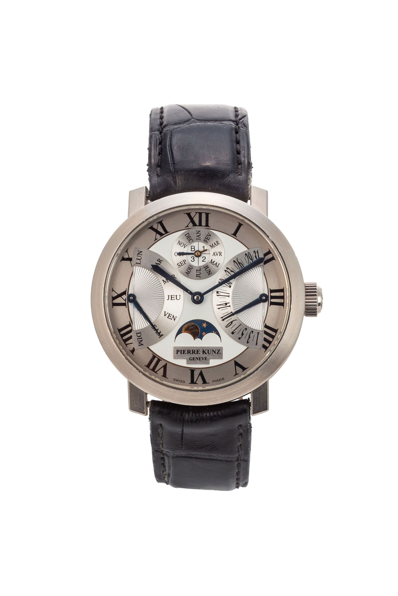 Pierre Kunz, Spirit of Challenge, réf. PKA 003 QPR, montre en or gris 750 avec quantième p: Pierre Kunz, Spirit of Challenge, réf. PKA 003 QPR, montre en or gris 750 avec quantième perpétuel et phases de lune Mouvement: cal. PK 2001/ETA 2892A2, automatique, n°003 Boî